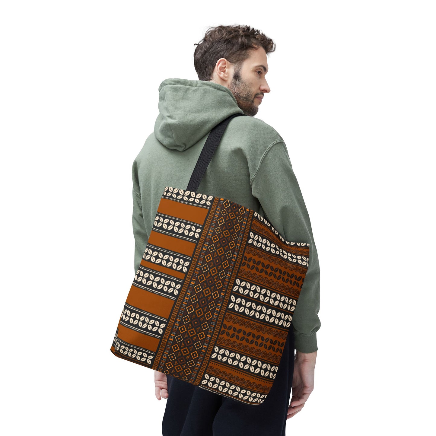 Mudcloth and Cowries Print Brown Canvas Tote Bag