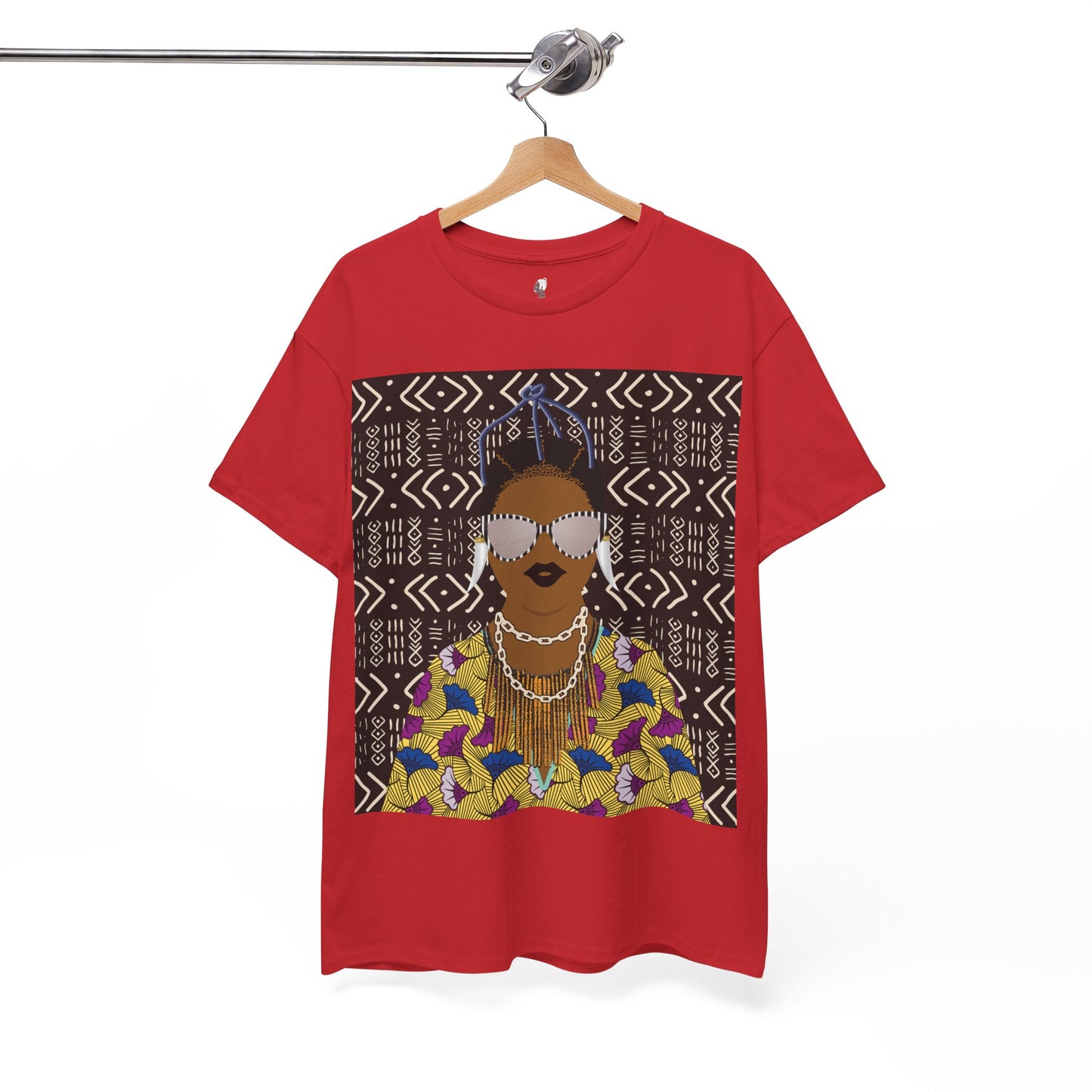 Manyi in Floral on Mudcloth Unisex Heavy Cotton Tee