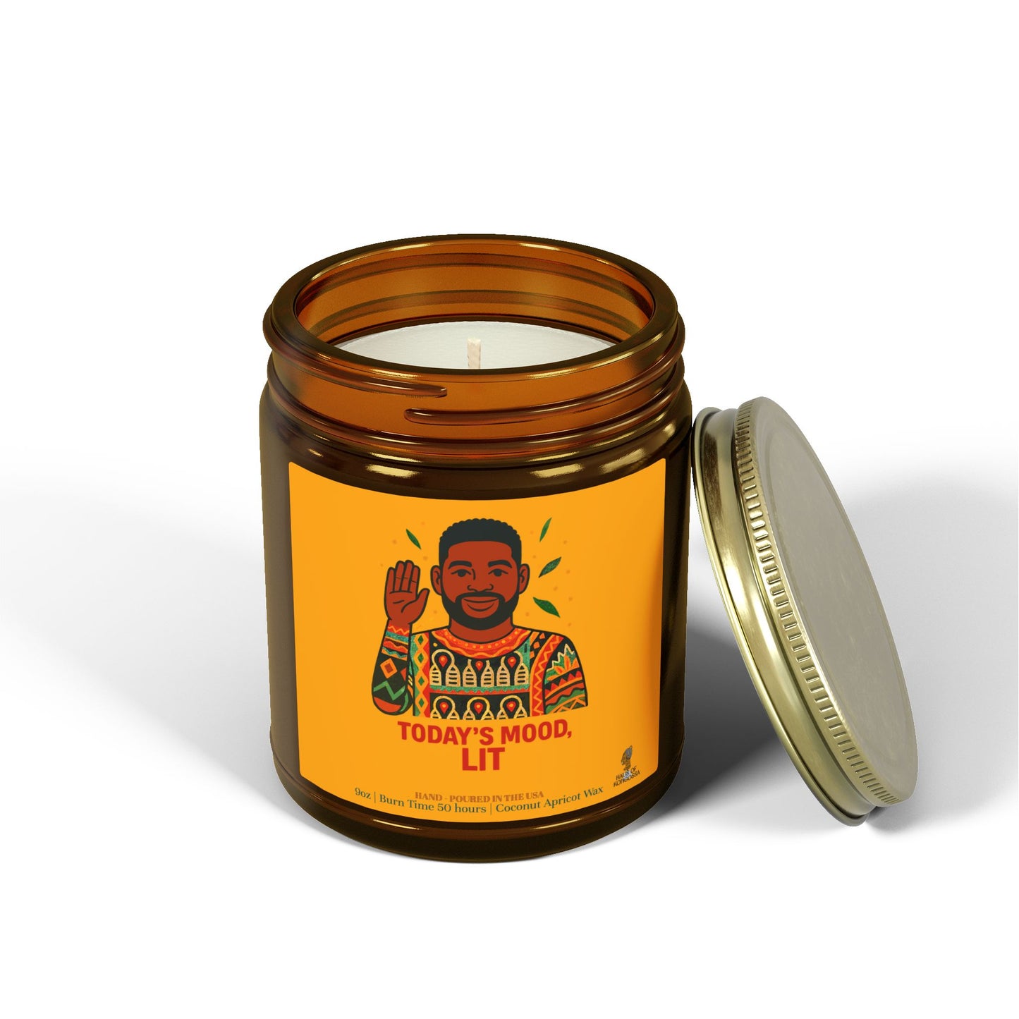 Today's Mood, LIT Coconut Apricot Wax Scented Candles (Color), Afrocentric Candle, Home Fragrance Decor, Aromatherapy Gift, Relaxation Candle