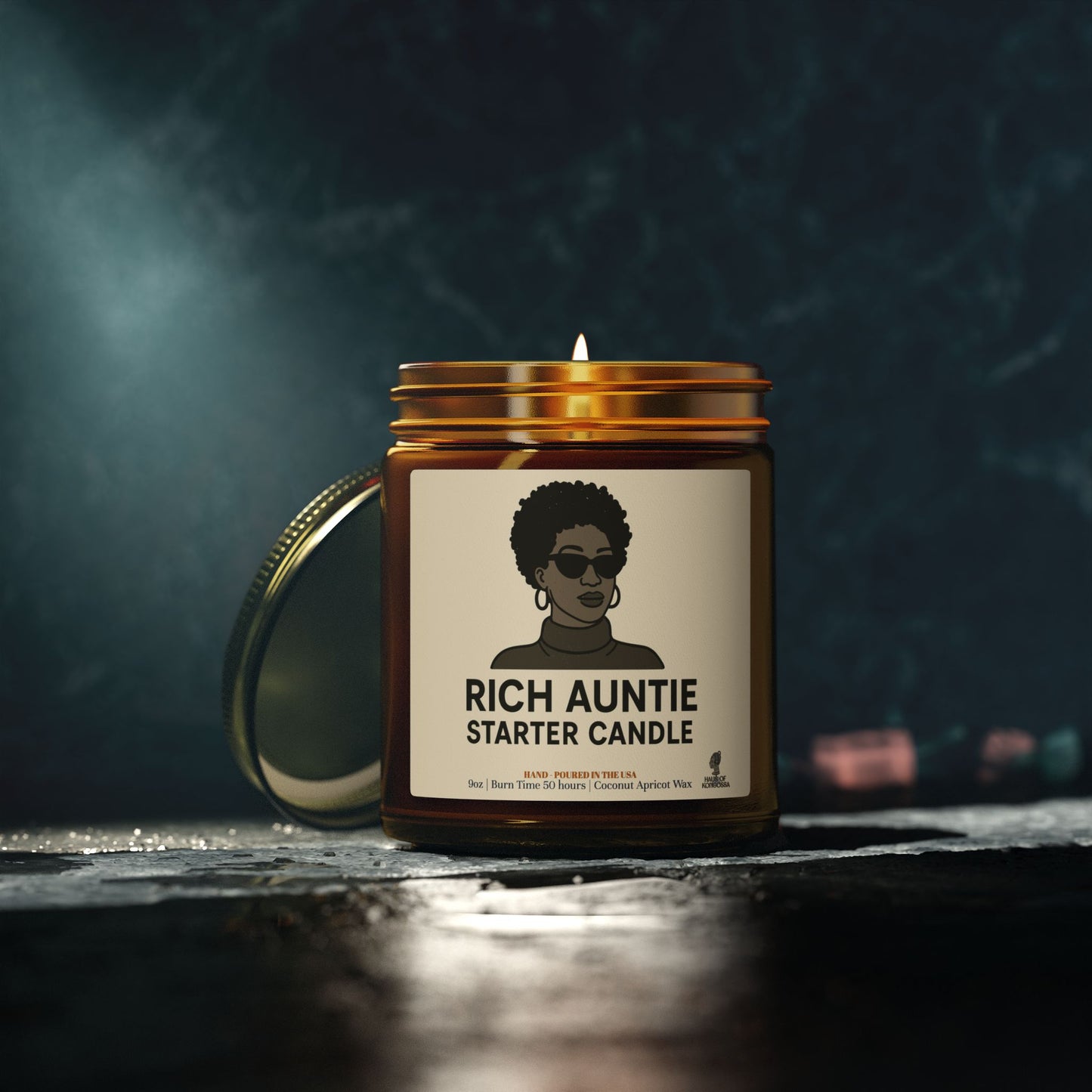 Rich Auntie Coconut Apricot Wax Scented Candles (Black and White), Afrocentric Candle – African Inspired Home Decor,Home Fragrance Decor, Aromatherapy Gift, Relaxation Candle