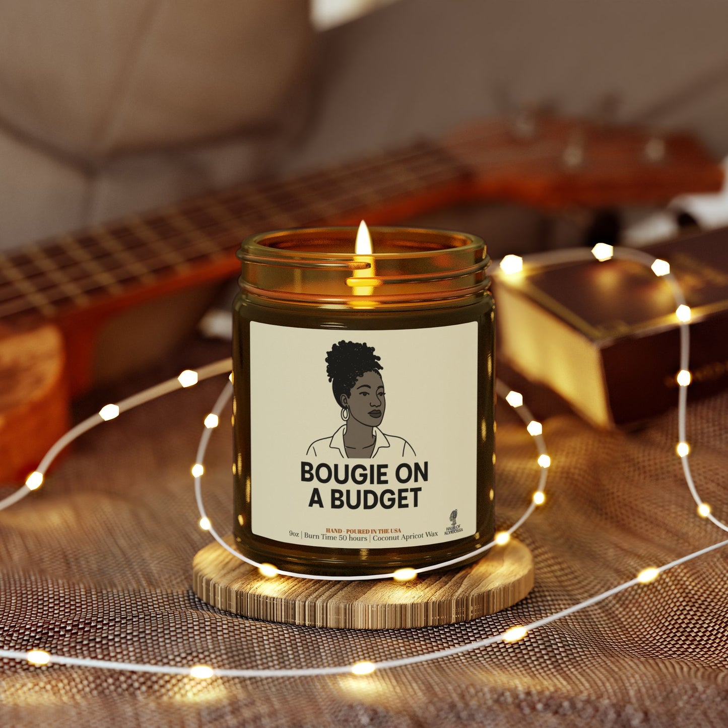Bougie on a Budget Coconut Apricot Wax Scented Candles (Black and White), Afrocentric Candle, Home Fragrance Decor, Aromatherapy Gift, Relaxation Candle