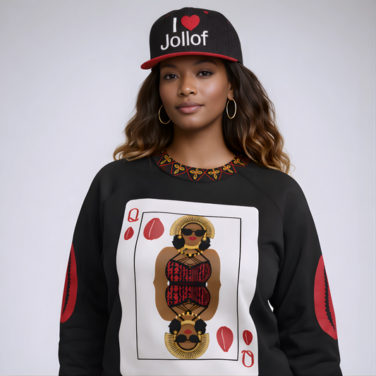 I luv Jollof Flat Bill Snapback Hat, Embroidered Adjustable One Size Cap