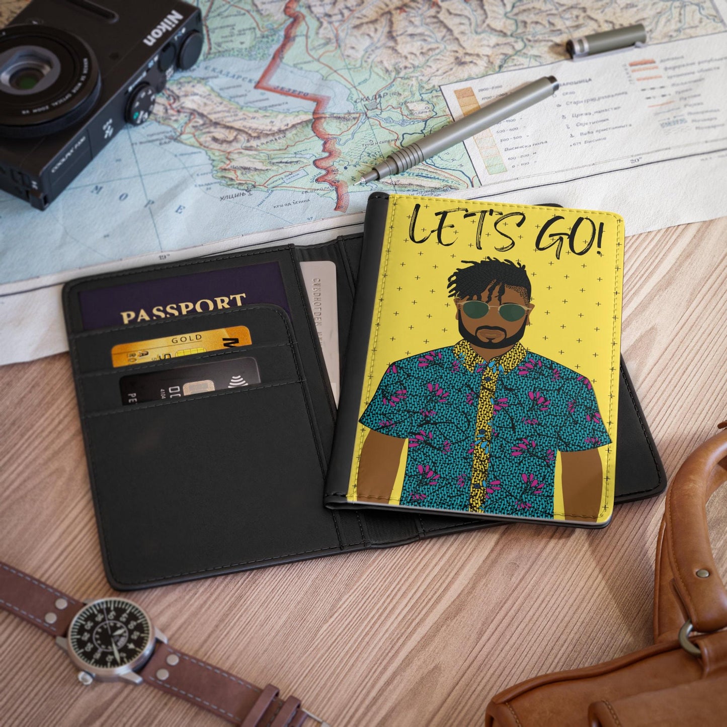 Pascale on the GO - Yellow cross - Passport Cover