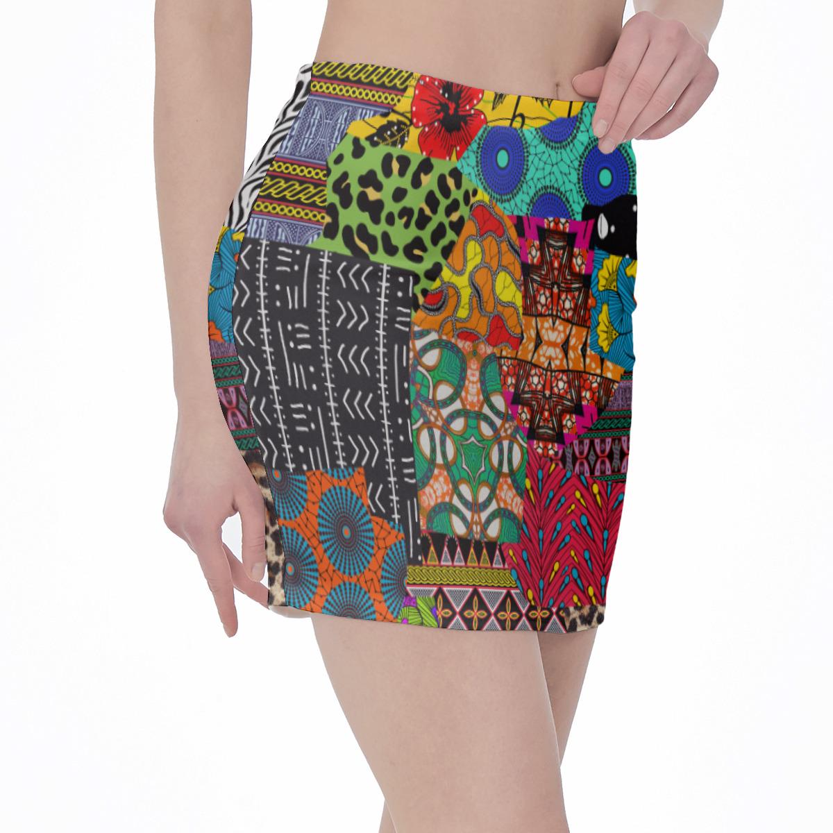 Ankara Mini Skirt: High Waist African Print, Stretchy Fabric, Ready to Ship