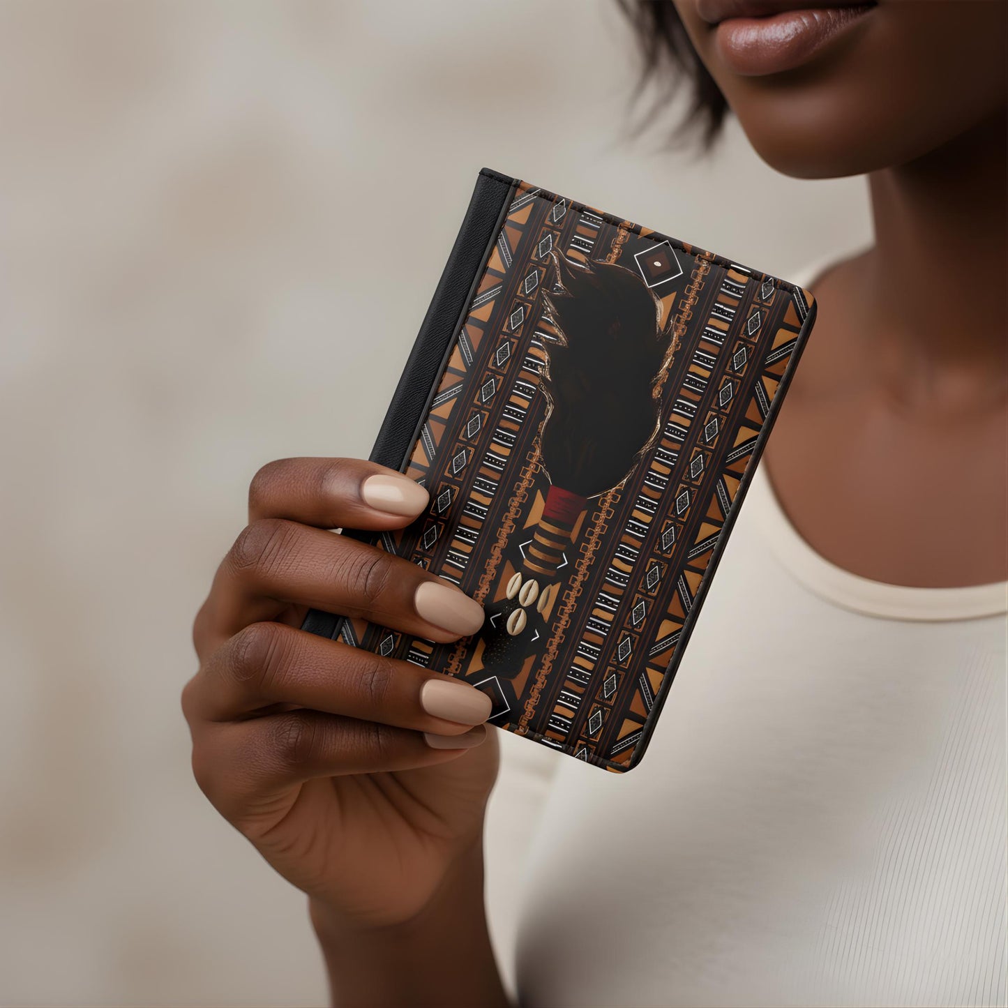 Mudcloth Print Passport Cover, African Inspired Travel Wallet