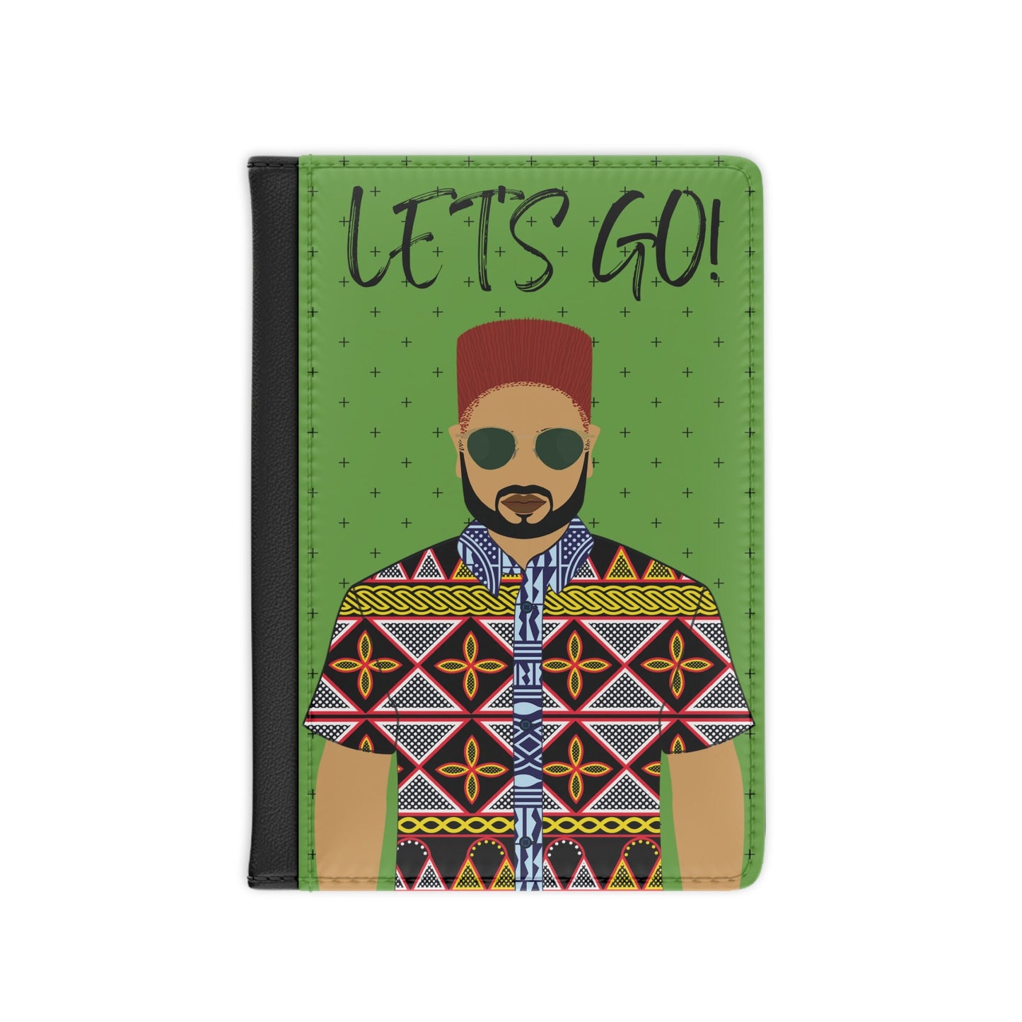 Phillipe Go (Sand) in Yellow Toghu on Green Crosses - Passport Cover