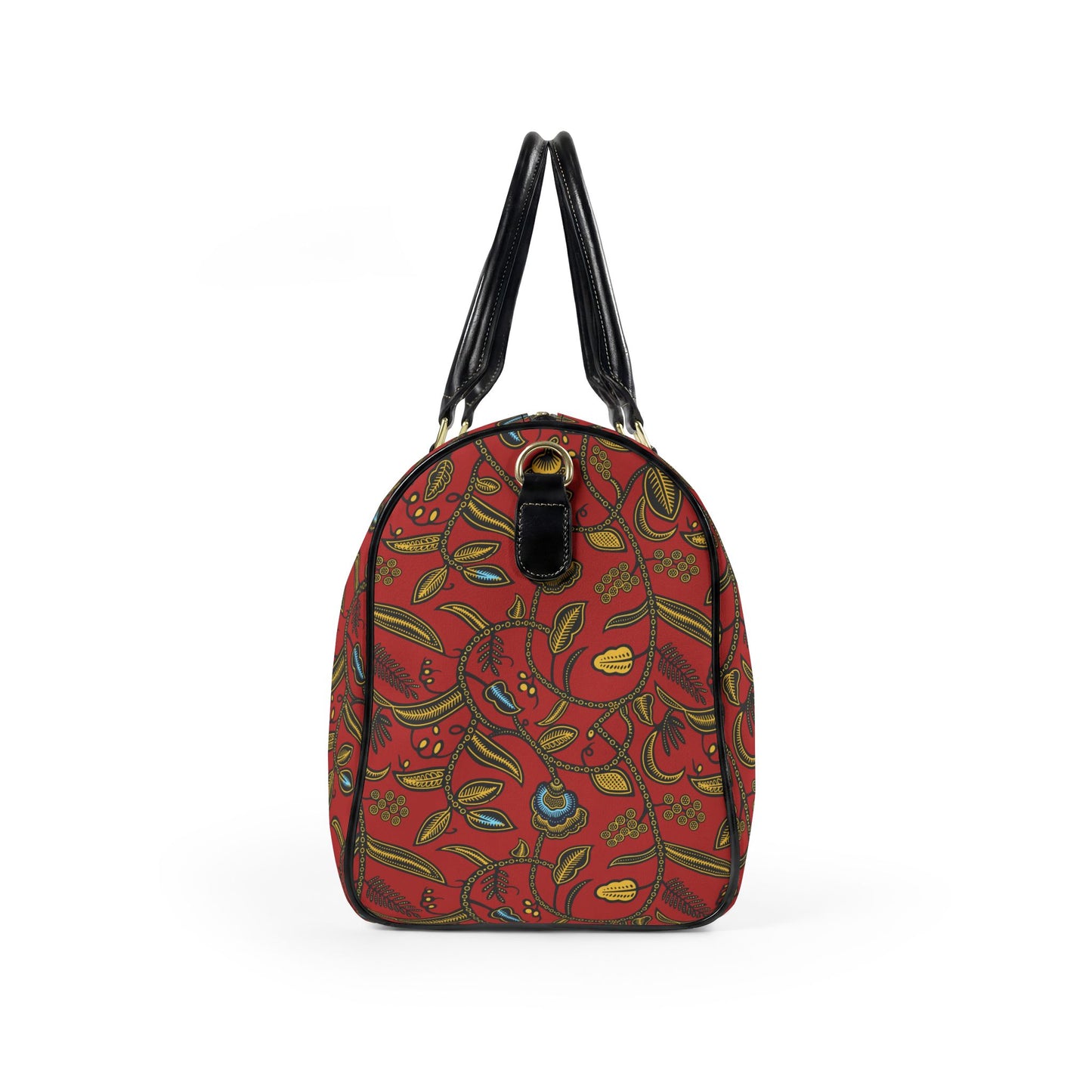NEW Vegan Leather Red Paisley Ankara print Vegan Leather Travel Bag