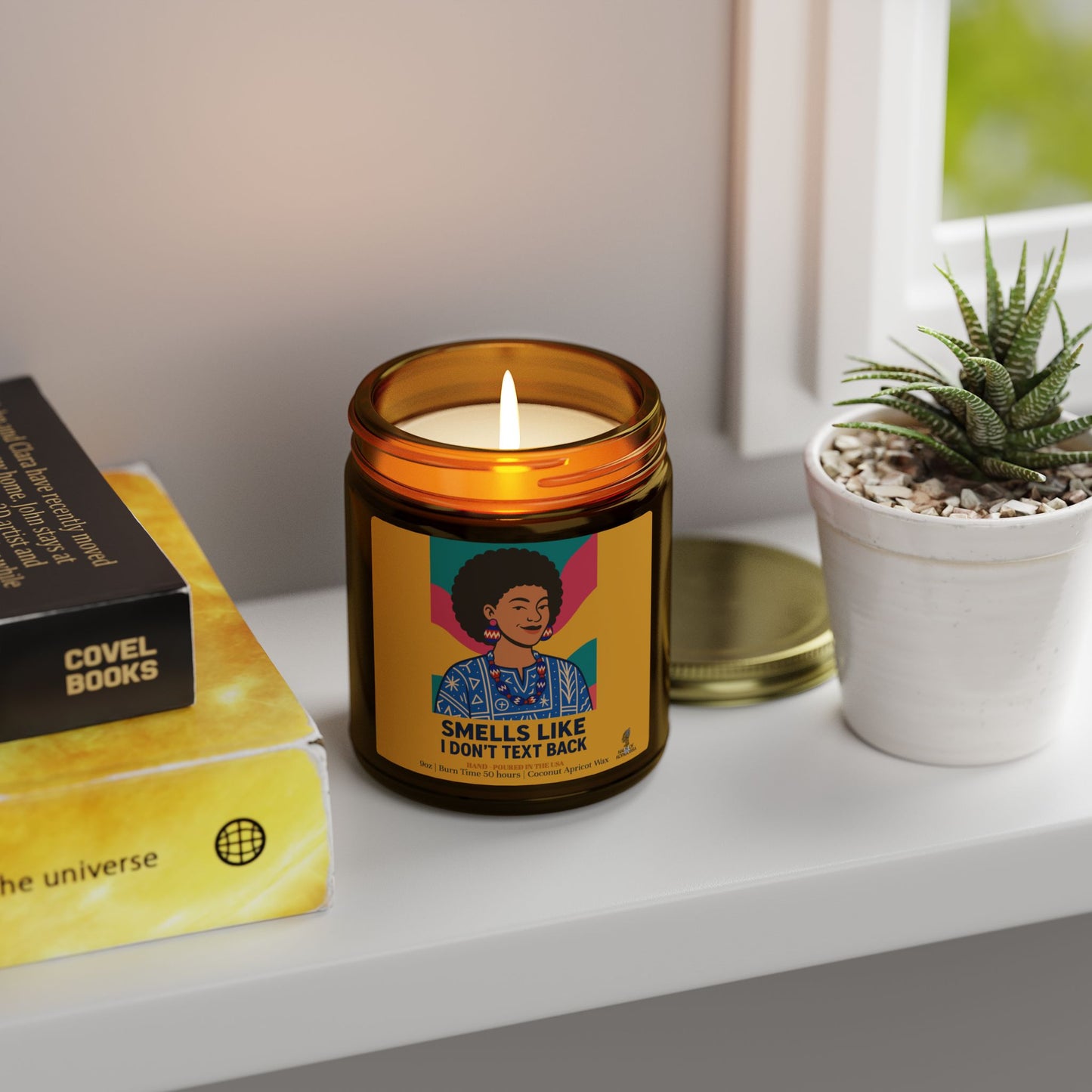Colorful Smells like I don't text back Funny Coconut Apricot Wax Scented Candles, Afrocentric Candle,Home Fragrance Decor, Aromatherapy Gift, Relaxation Candle