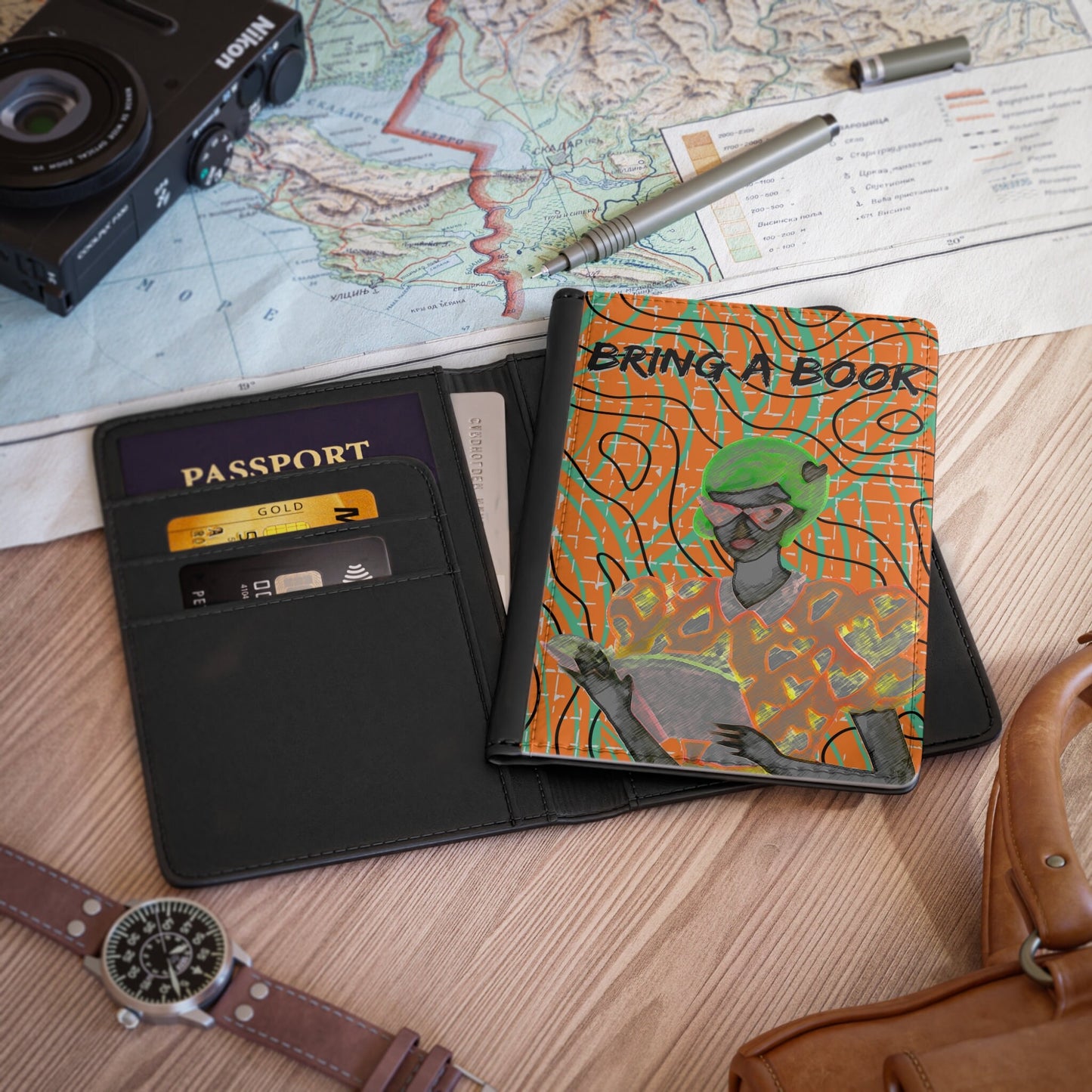 Lochwak Reads on La Lineas Abstract Orange Passport Cover