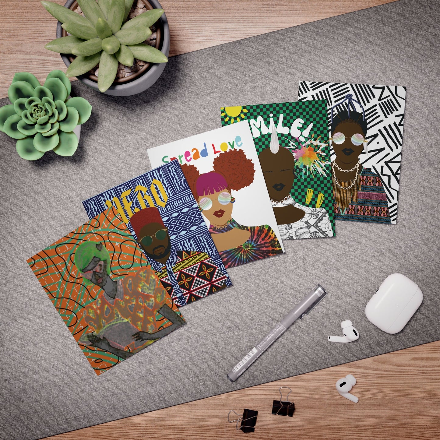 Nunu Multi-Design African Greeting Cards (5-Pack)