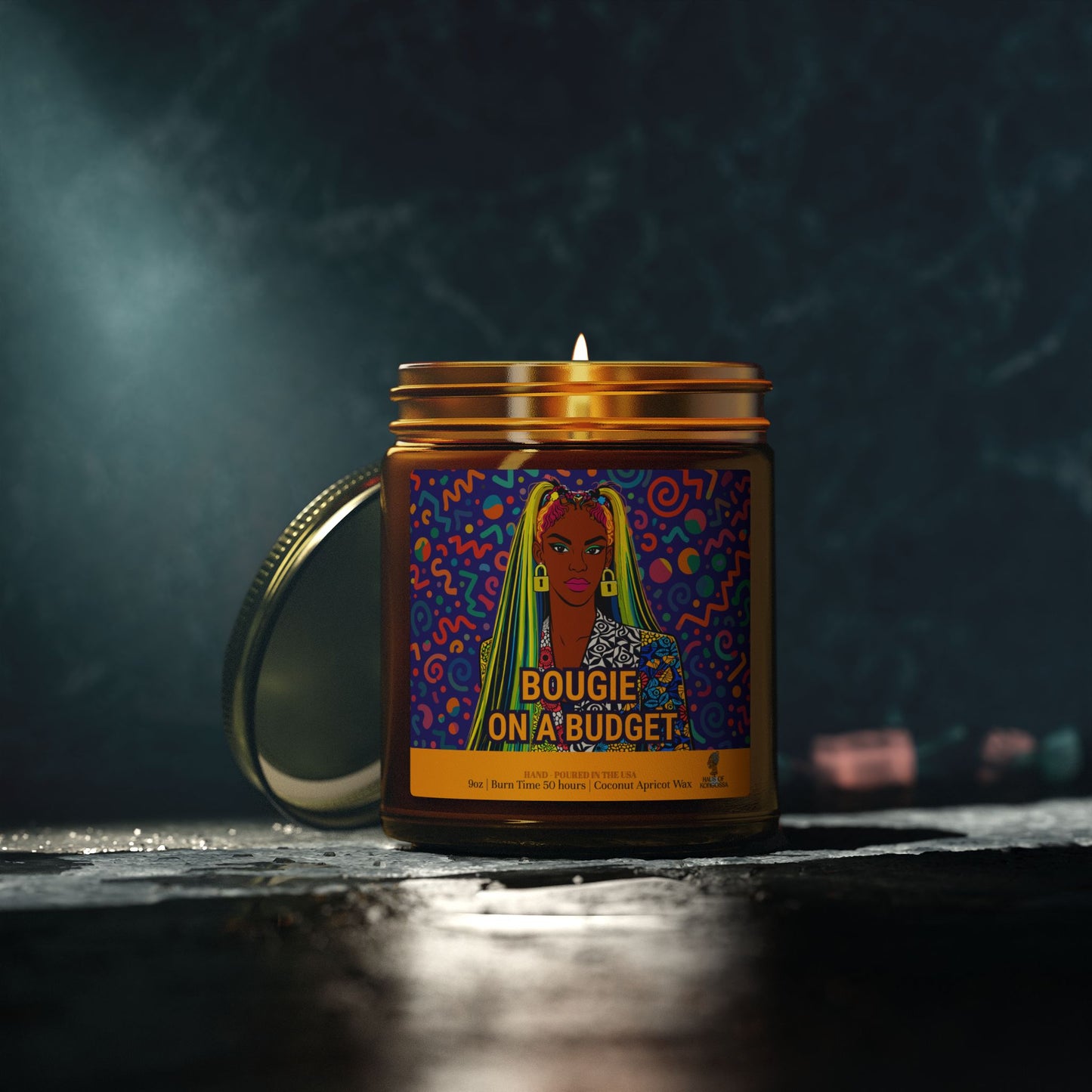 Bougie on a Budget Coconut Apricot Wax Scented Candles (Color), Afrocentric Candle, Home Fragrance Decor, Aromatherapy Gift, Relaxation Candle