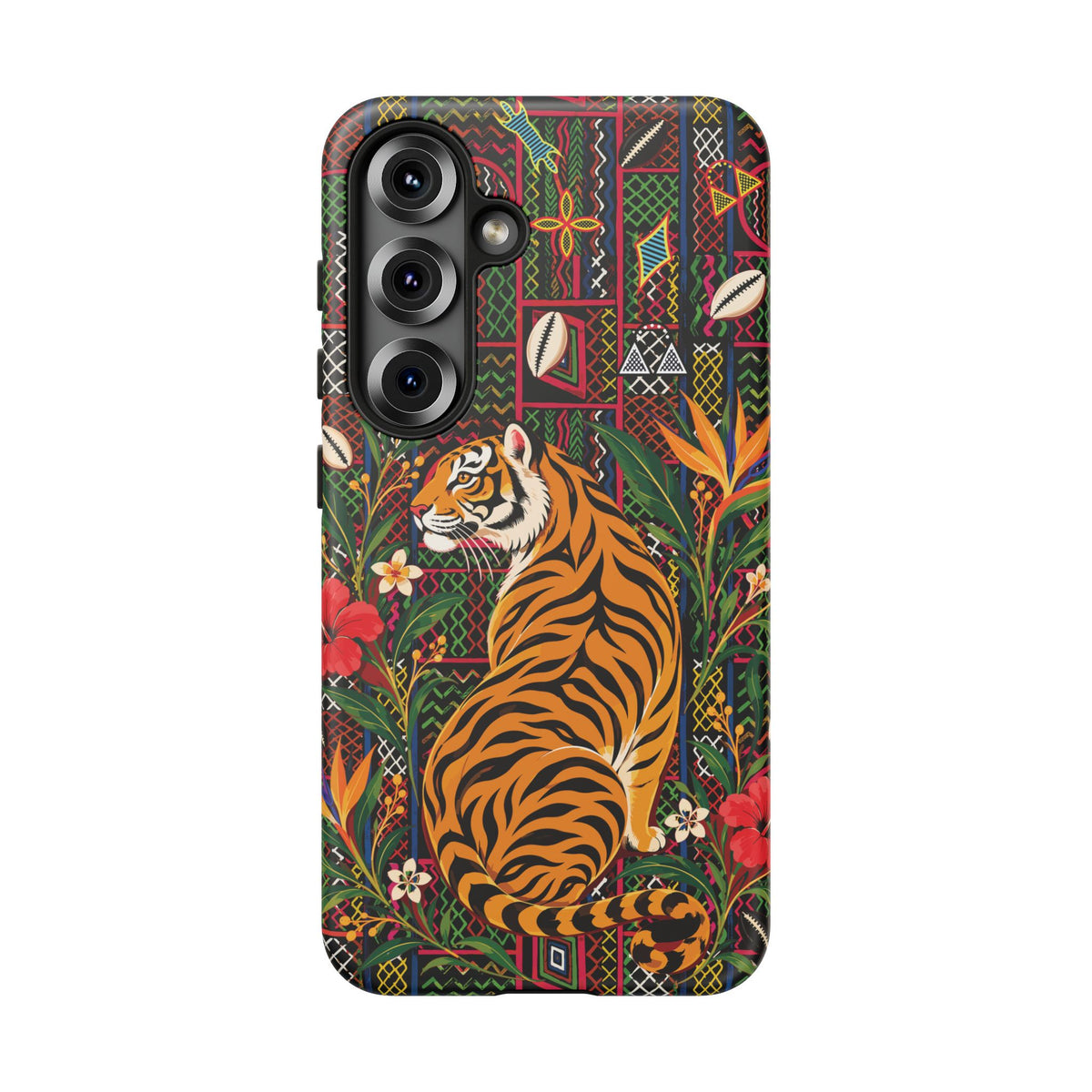 Bengal Tiger & Tropical Blooms Phone Case, African Art Design, Stylish Protective Cover for Samsung and iPhone, Unique Accessory, Gift Idea