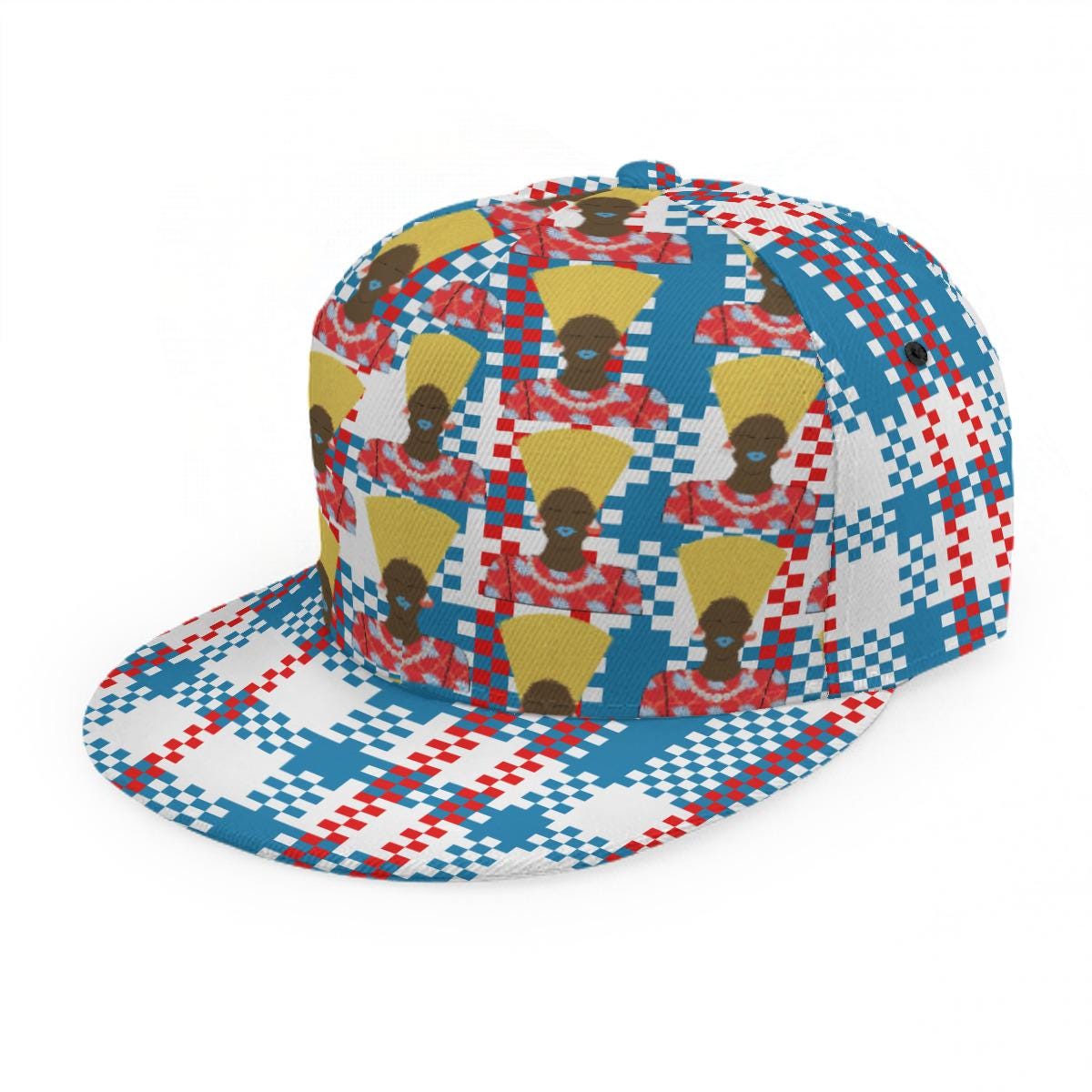 Plaid Mukuta Snapback Hat: African Print Baseball Cap