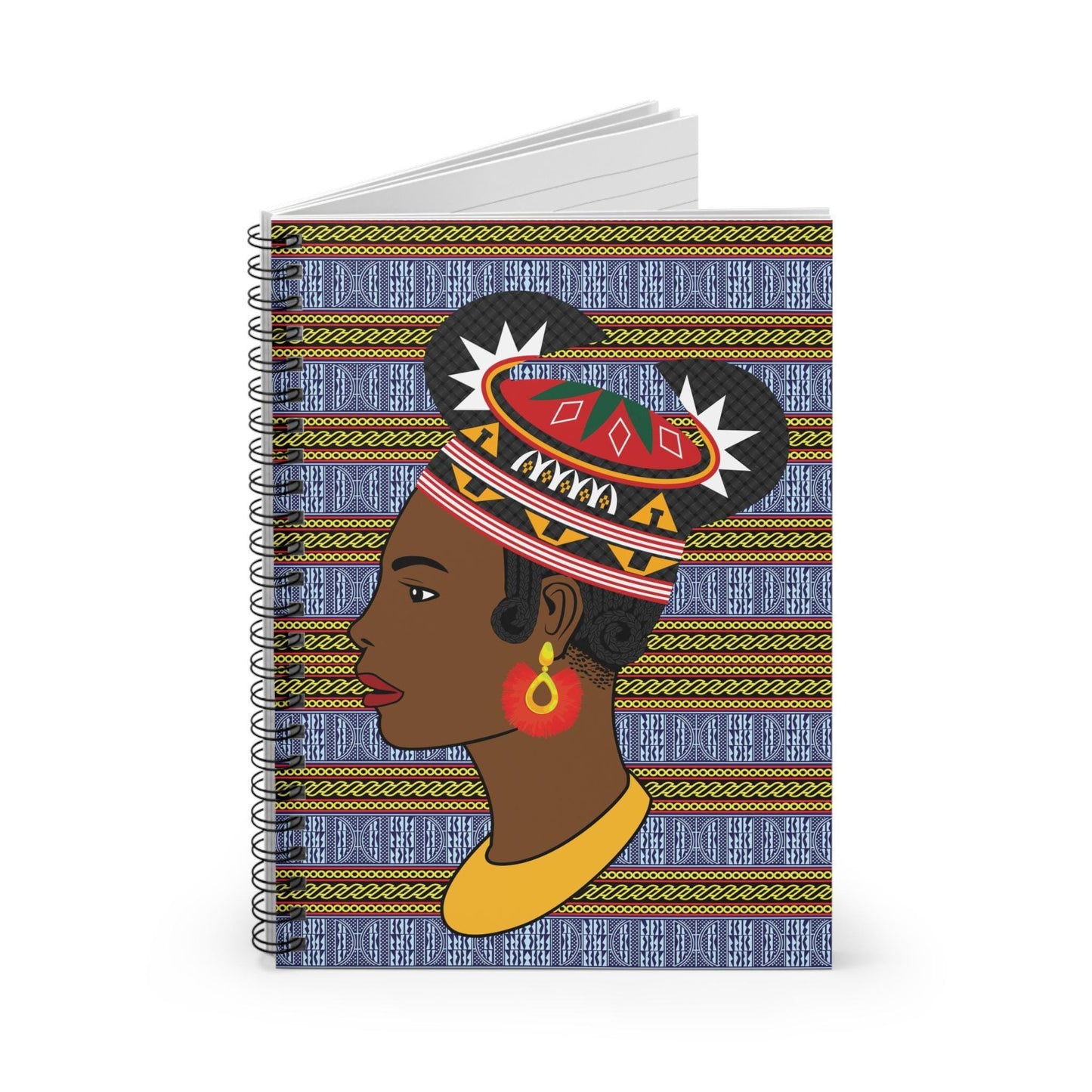 Bamenda Hat Spiral Notebook: Ndop Print, Ruled Line (6" x 8")