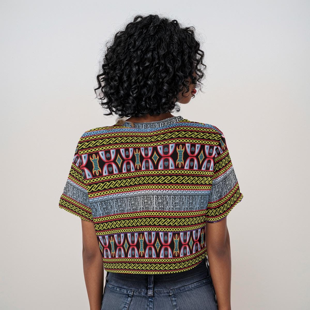 Spiky Man Hat on Ndop Print Crop Top