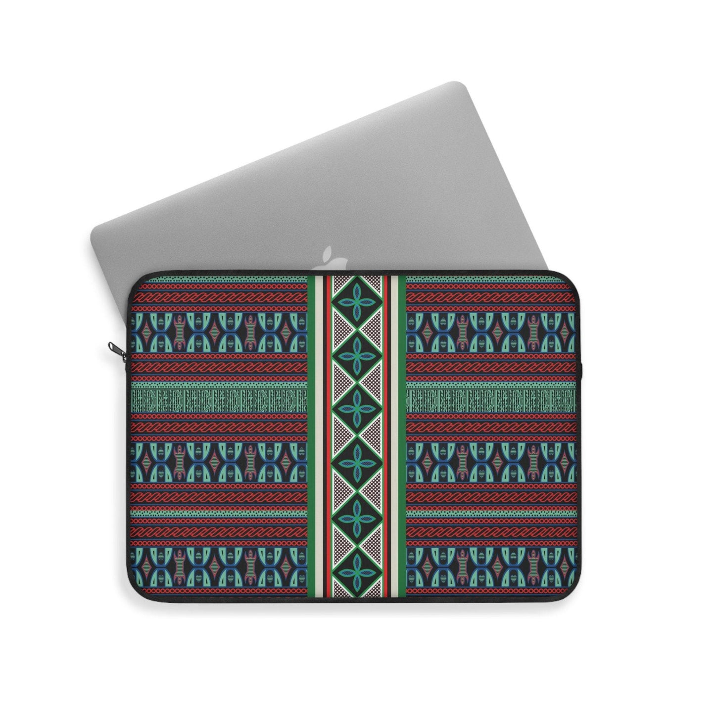 Aqua Red Toghu with Strip Laptop Sleeve - Front Print, Pro Macbook Air Sleeve