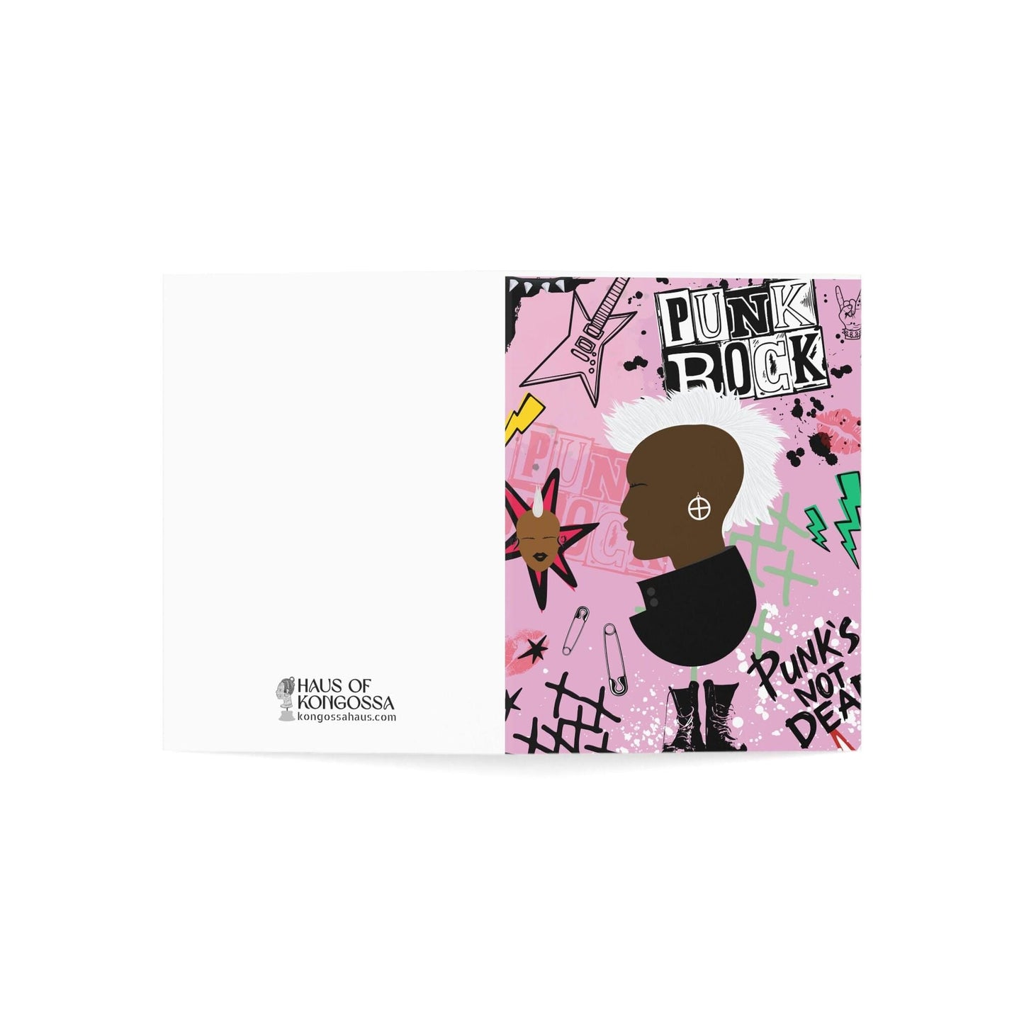Punk Girl Pink Greeting Cards (1, 10pcs)