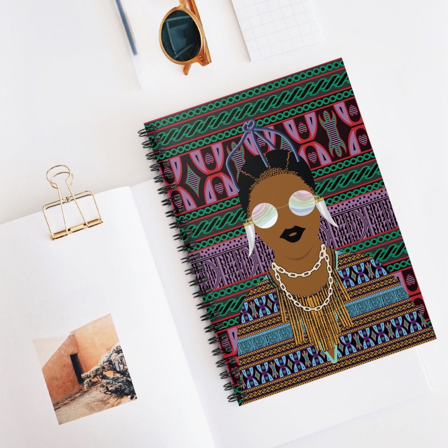 Manyi - Purple Toghu Spiral Notebook, Front Cover Print - Ruled Lines