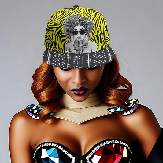 African Print Snapback Hat: Mudcloth & Zebra Pattern Flat Brim