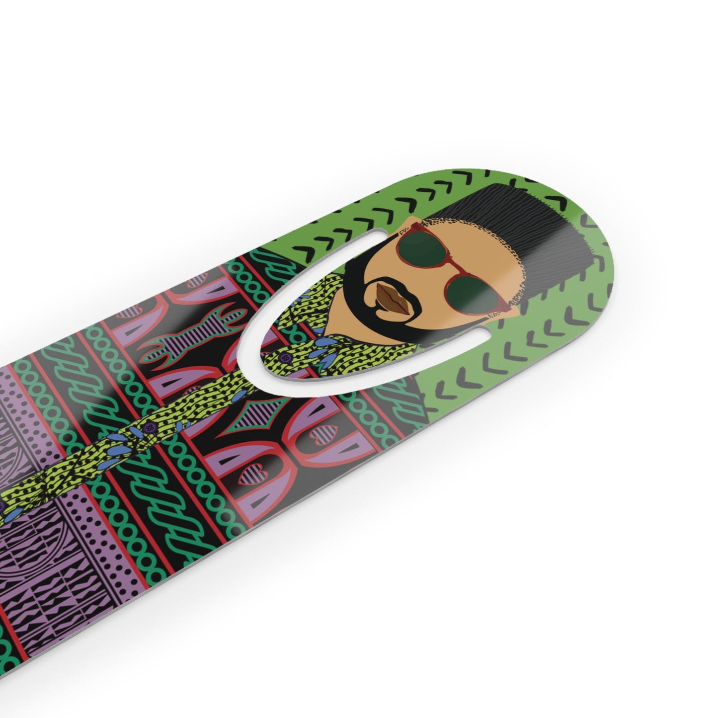 Phillipe Bookmark: Purple Toghu on Green Mudcloth  for Book Lovers