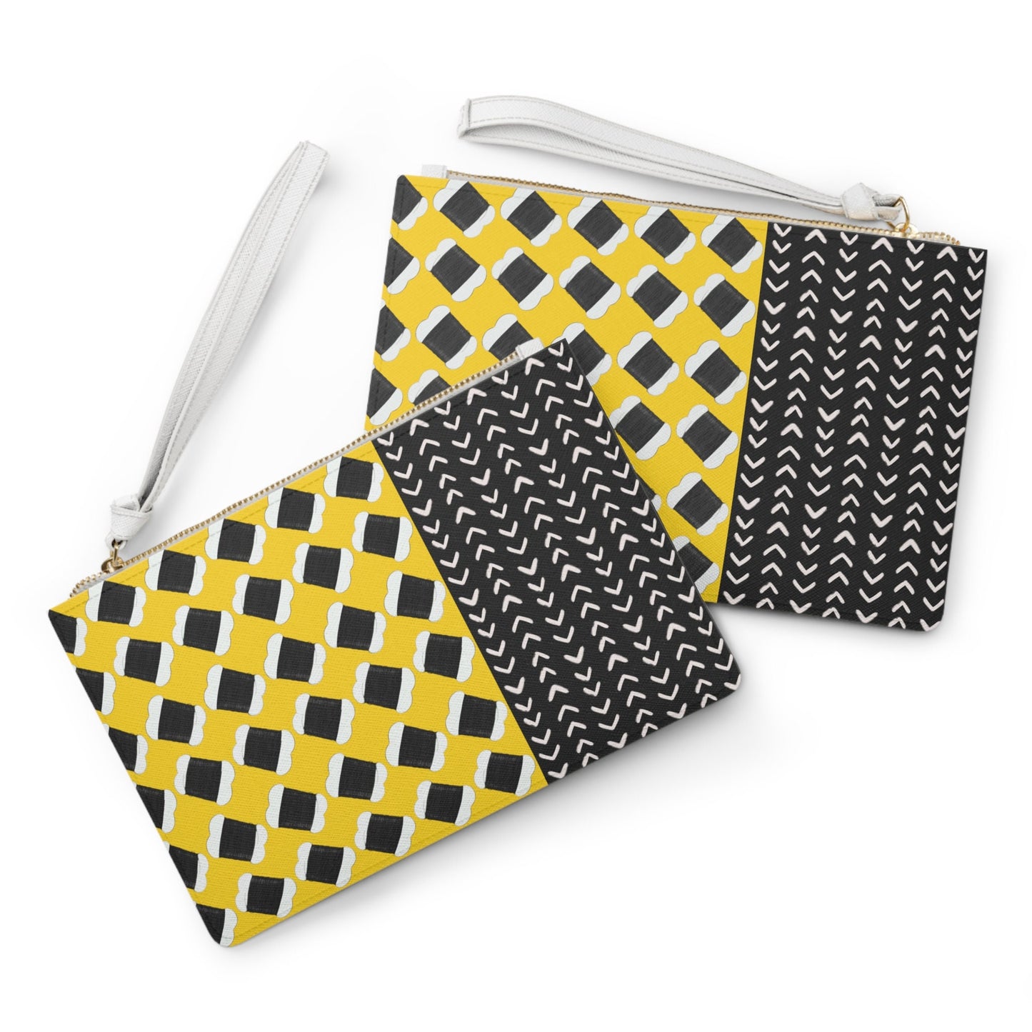Vegan Leather Wristlet Clutch: Vibrant Yellow Handbag with Saffiano Pattern