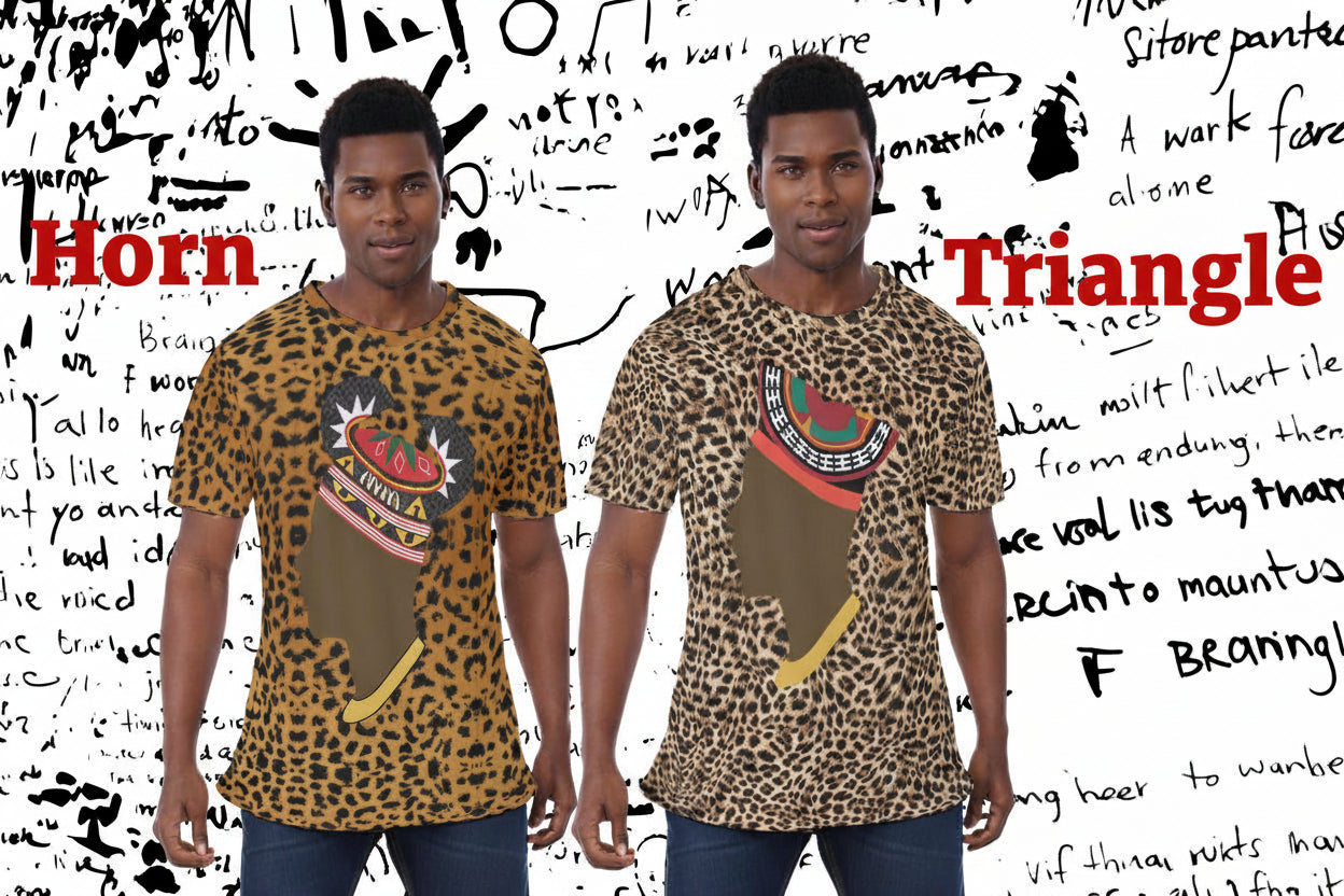Leopard Unisex Athletic Eyebird T-Shirt,  Bamenda man in Triangle Hat or Horn Hat Design