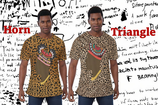 Leopard Unisex Athletic Eyebird T-Shirt,  Bamenda man in Triangle Hat or Horn Hat Design