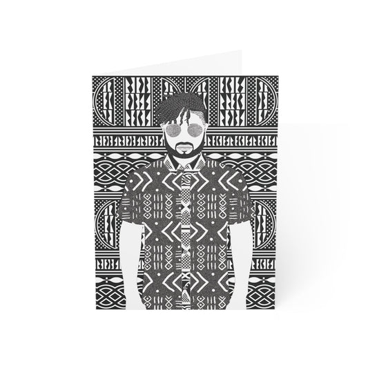Pascale in Mudcloth (BW) on BW Ndop African Greeting Cards (1, 10pcs)