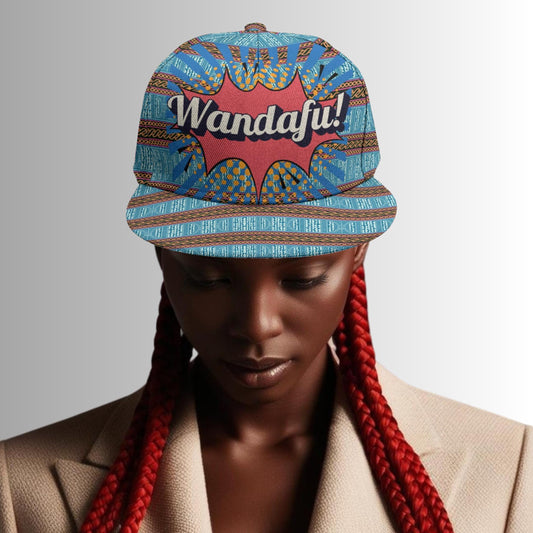 Wandafu (Wonderful) African Print Snapback Hat: Cameroon Ndop Pastel Baseball Cap, Ready to Ship