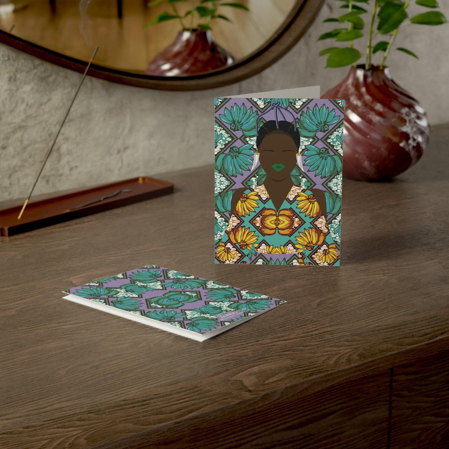 Havana Banana(Chocolate) on Green Banana African Greeting Cards (1, 10pcs)
