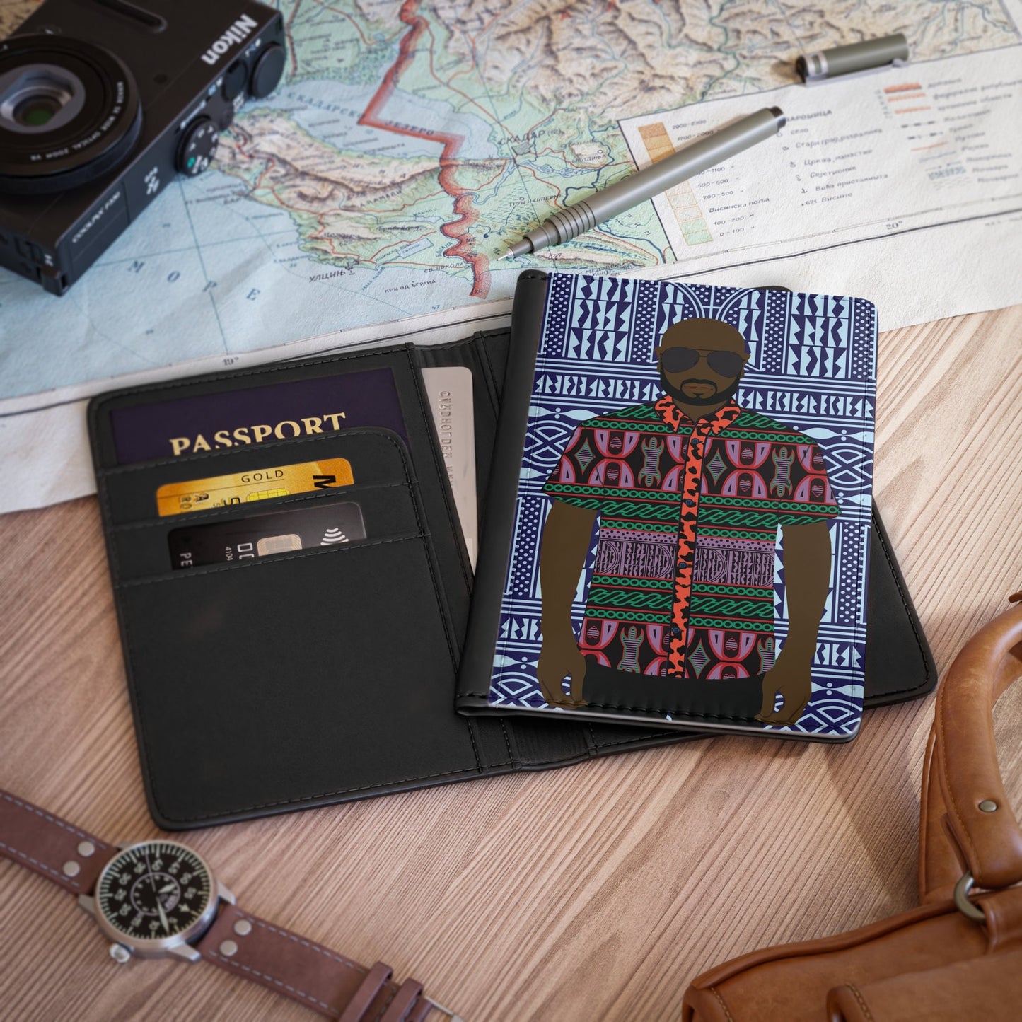 Le Monsieur - Purple Toghu on Blue Ndop - Passport Cover
