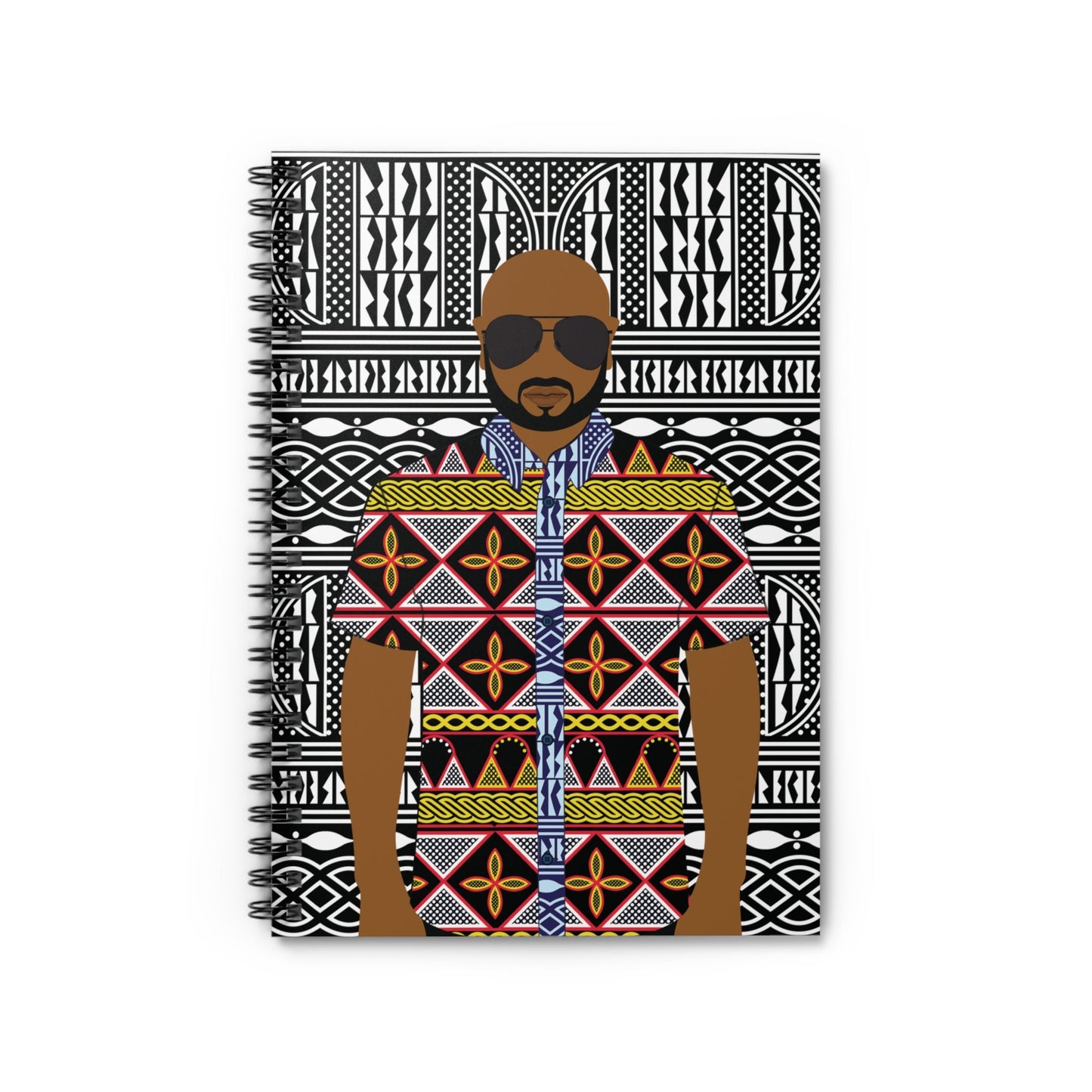 Yellow Toghu Man Spiral Notebook: BW Ndop Print Cover