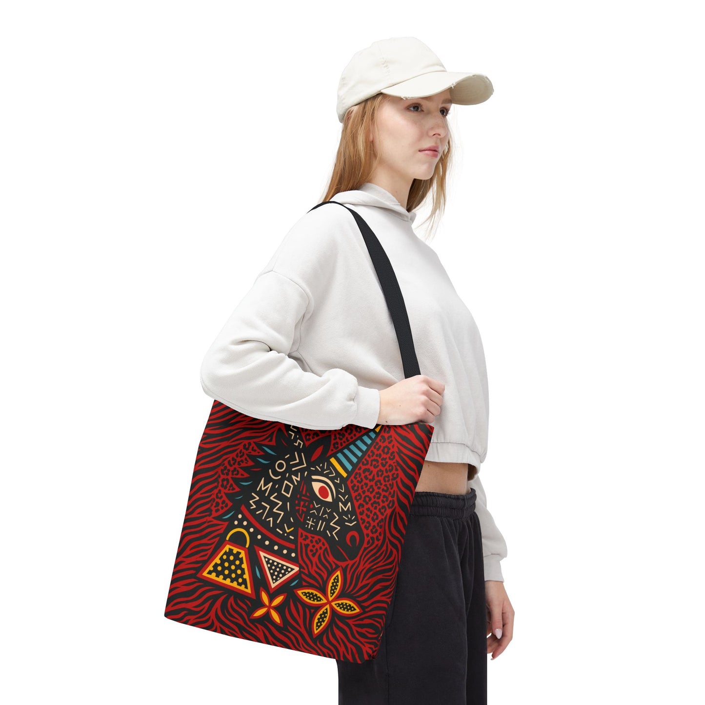 Black Unicorn Tote Bag, Double Sided Design, African Art, Unisex Canvas Tote, Large & Small Sizes, Stylish Beach Bag, Gift for Her
