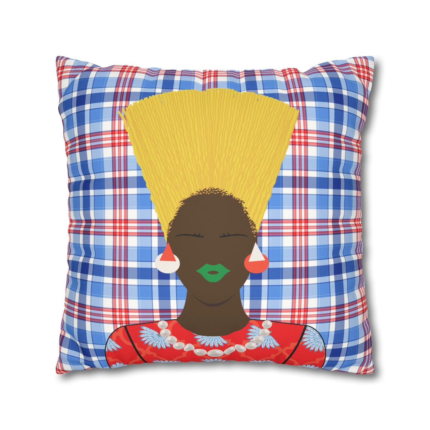 Nef in Red - and Nef in White  Two Sided Faux Suede Square Pillow Case