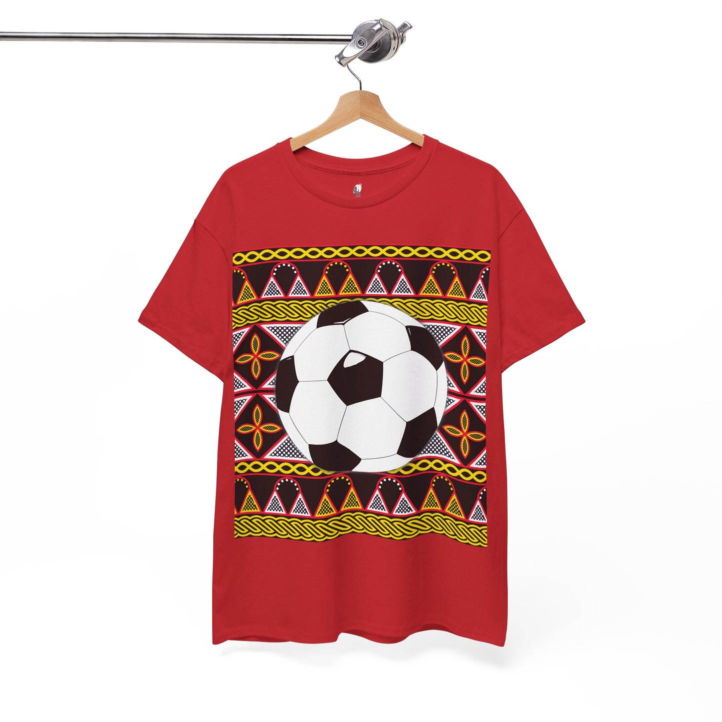 GOAL!! - BW Football on Yellow Toghu with Back Design Unisex Heavy Cotton Tee