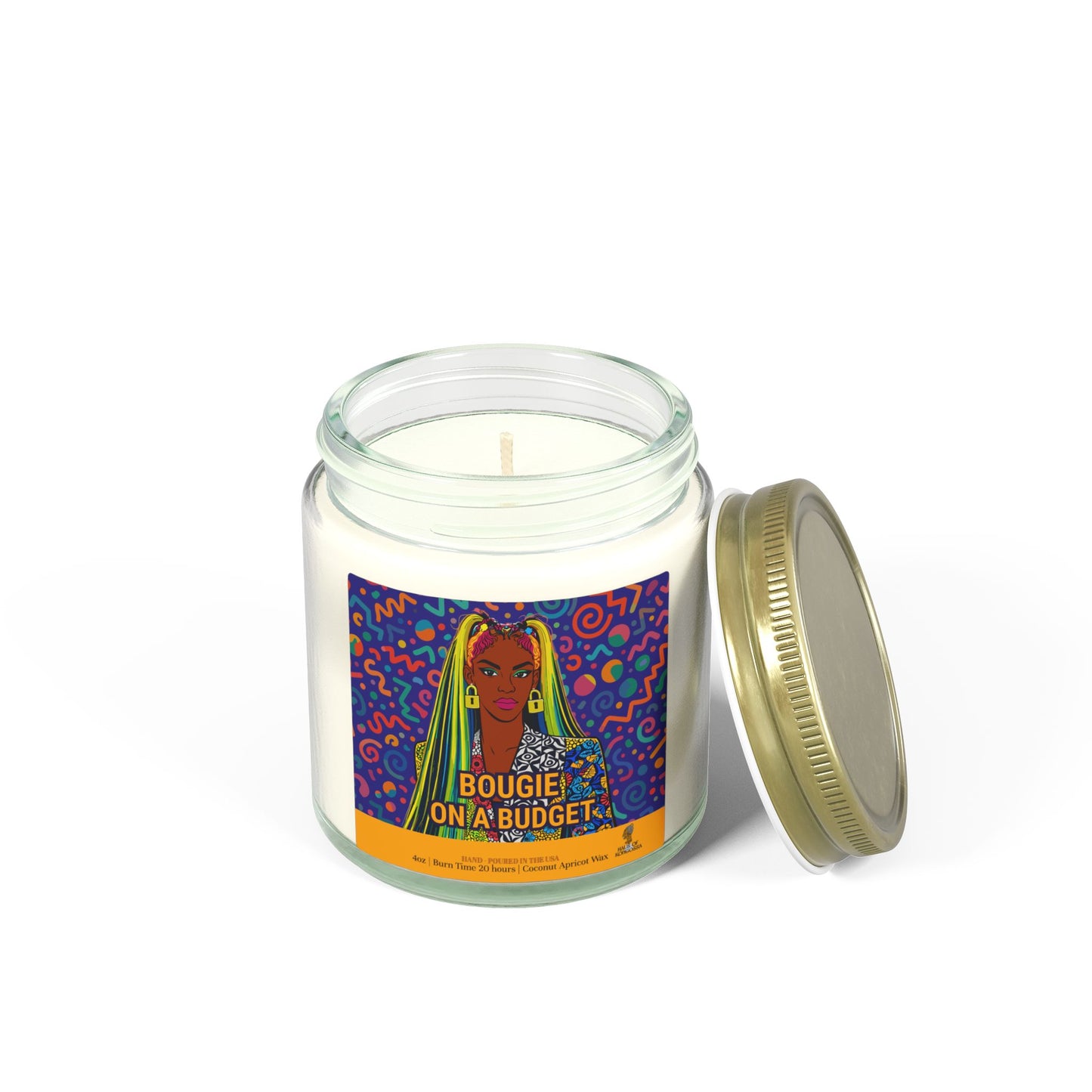 Bougie on a Budget Coconut Apricot Wax Scented Candles (Color), Afrocentric Candle, Home Fragrance Decor, Aromatherapy Gift, Relaxation Candle