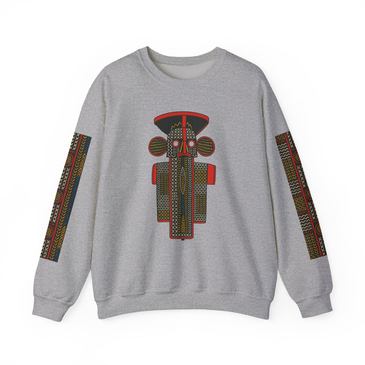Unisex Elephant Mask Cotton Blend Sweatshirt, Colorful African-Inspired Crewneck