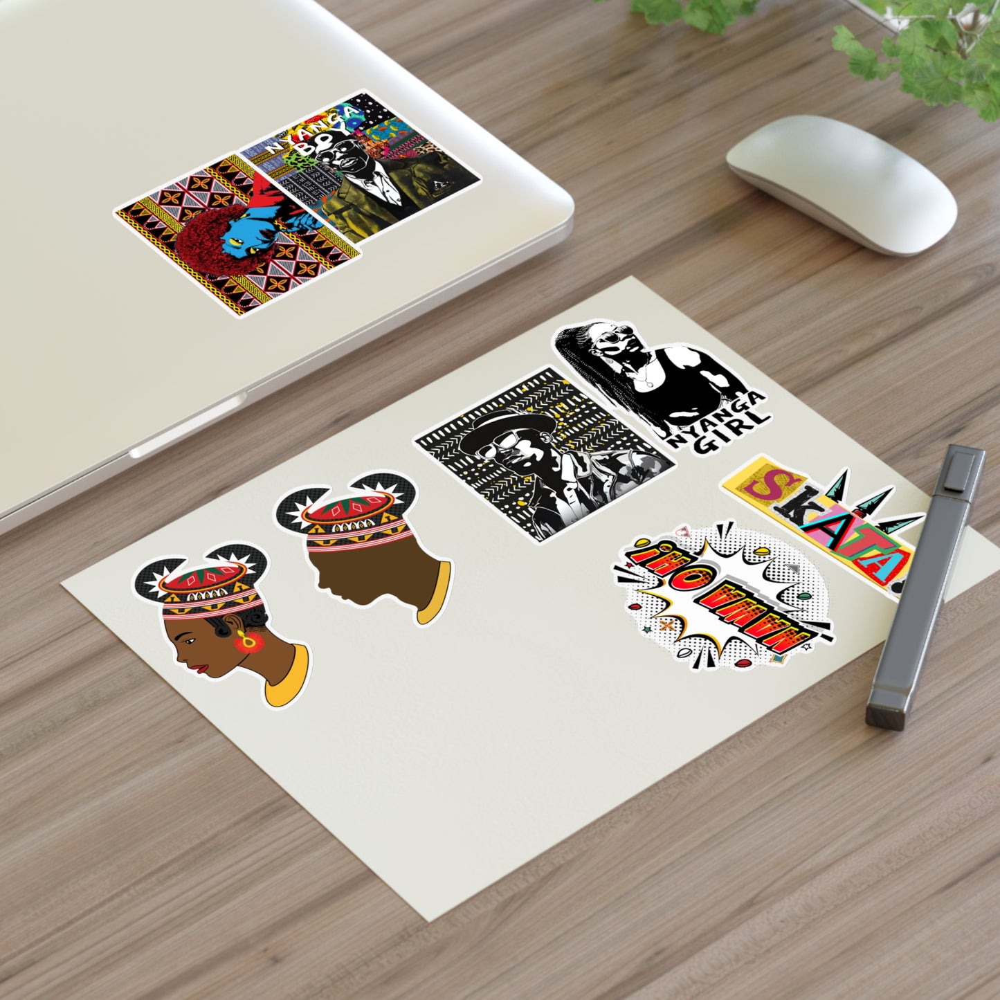 Join Join Durable White Vinyl African Sticker Sheets, Water Resistant Stickers for Crafts and Journals, Ideal Creative Gift