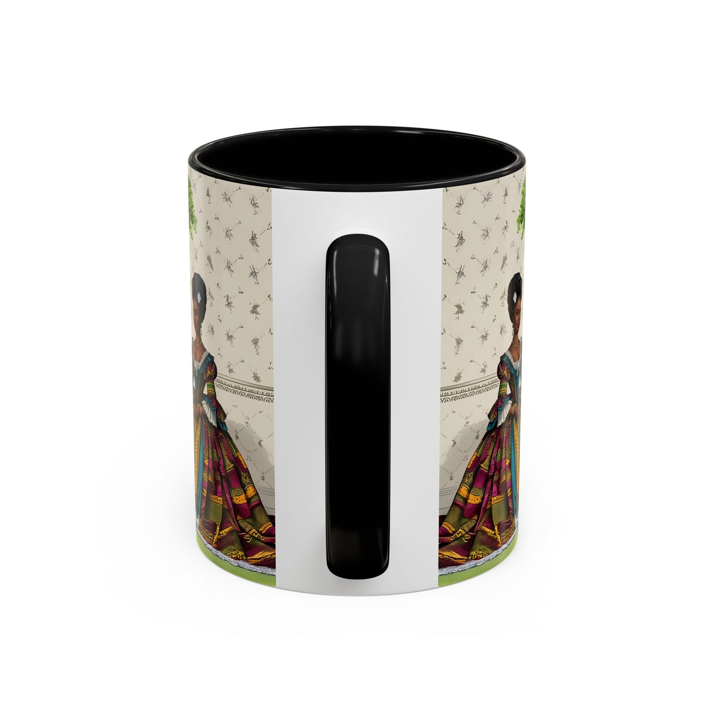 Toile Victorian African Couple Ceramic Accent Coffee Mugs (5 Colors), 11oz, 15oz