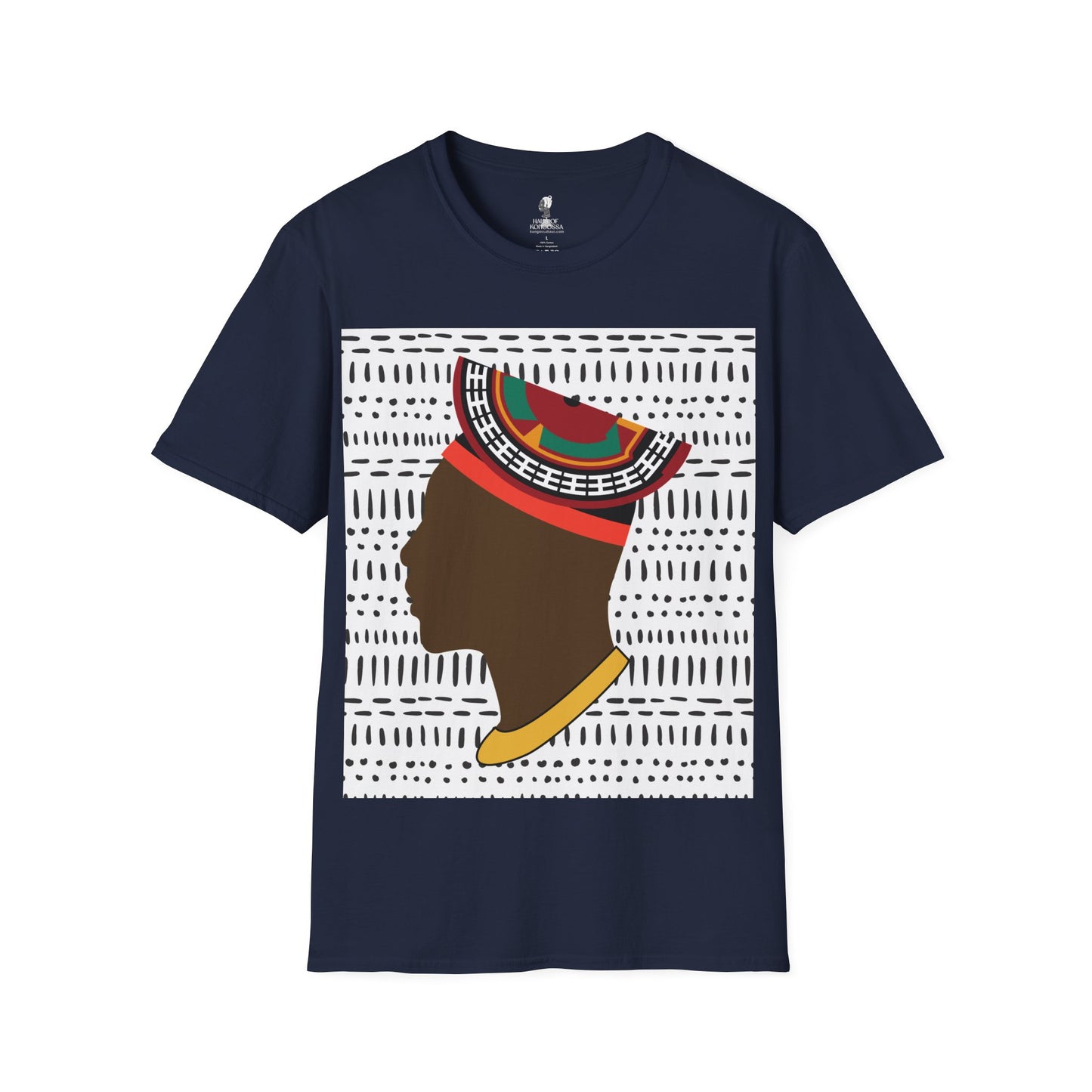Man in Bamenda Hat White Mudcloth Unisex Softstyle T-Shirt