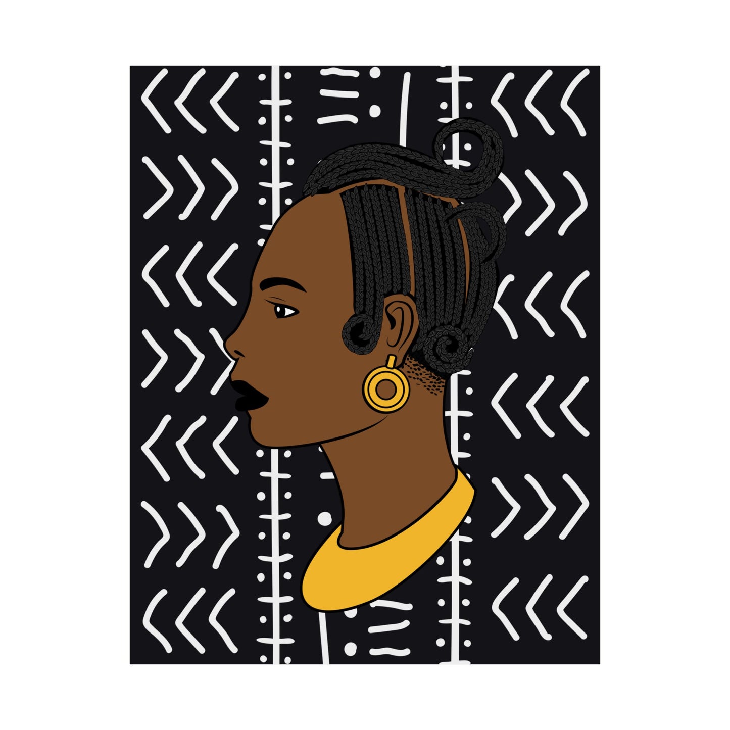 Lady Kongossa on Black Mudcloth Premium Matte Vertical Posters