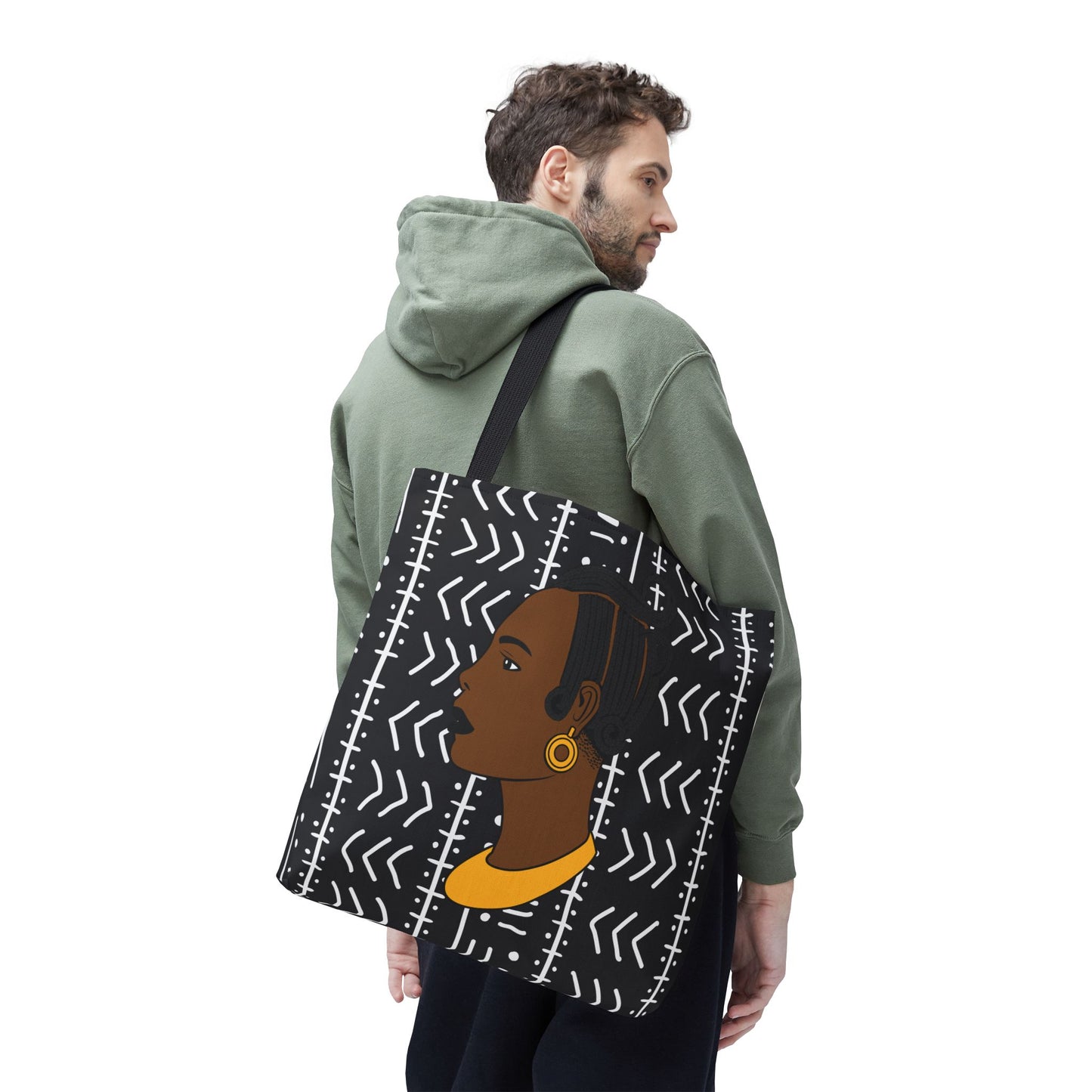 Lady Kongossa on Black Mudcloth Canvas Tote Bag