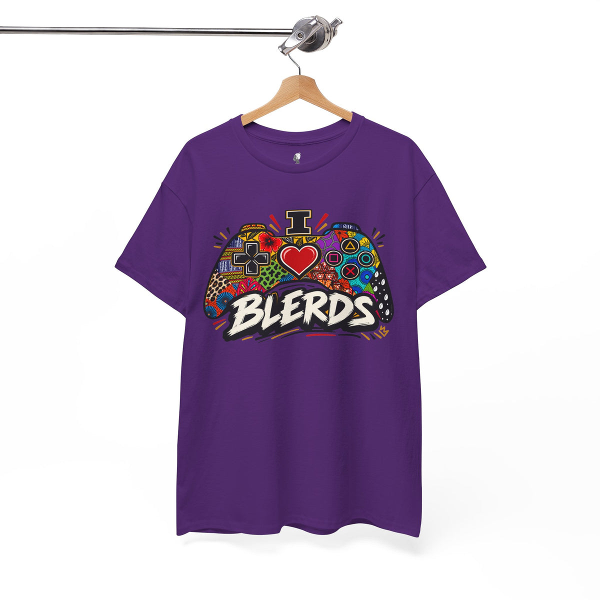 I Heart Blerds Tee Colorful Gamer Controller Graphic Unisex Heavy Cotton Tee