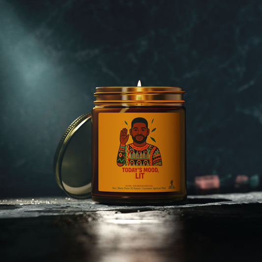 Today's Mood, LIT Coconut Apricot Wax Scented Candles (Color), Afrocentric Candle, Home Fragrance Decor, Aromatherapy Gift, Relaxation Candle