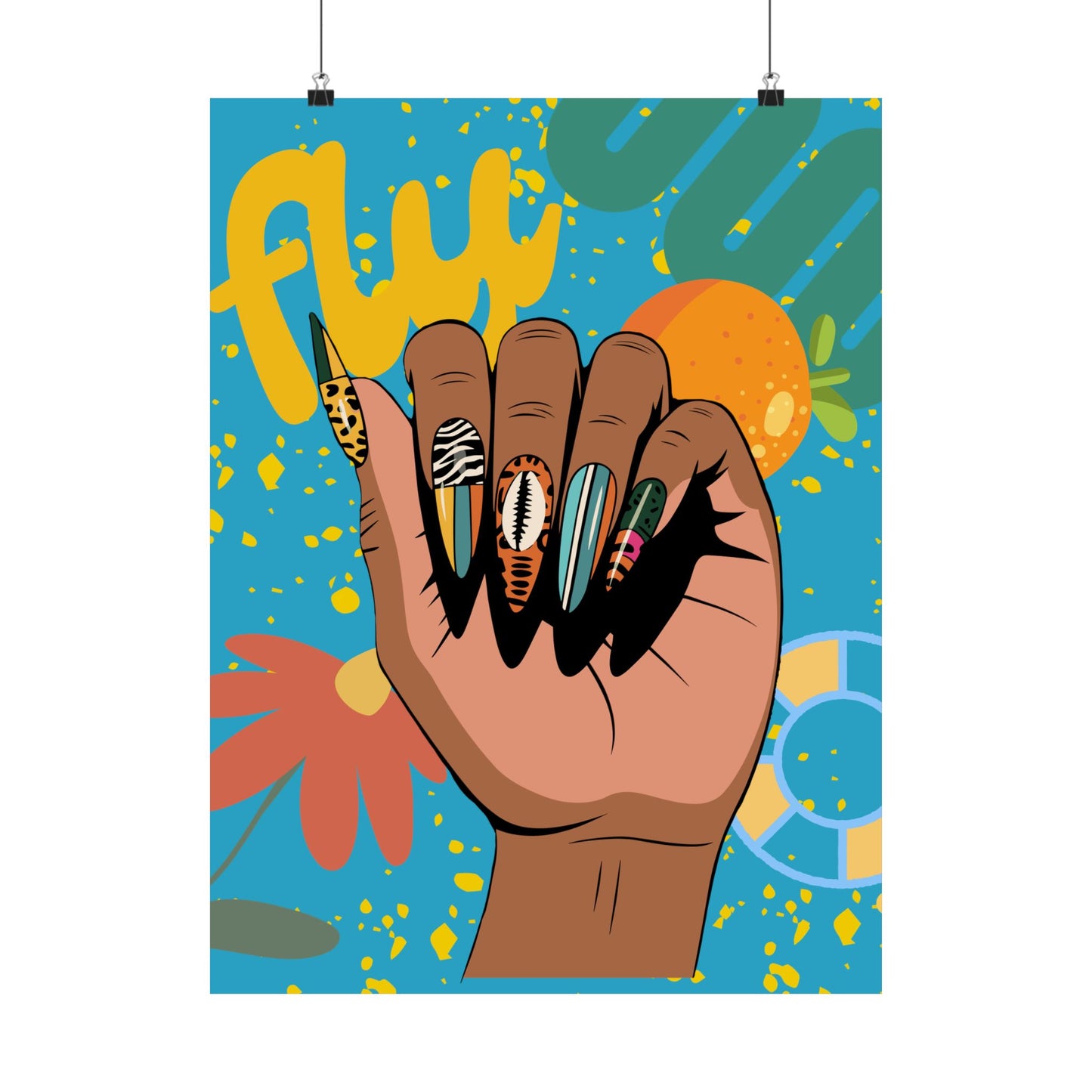Fly Nails Hand-some Satin Poster, Nail Design Wall Art, Modern Home Decor, Boho Aesthetic, Nail Tech Gift Idea, Bohemian Wall Hanging