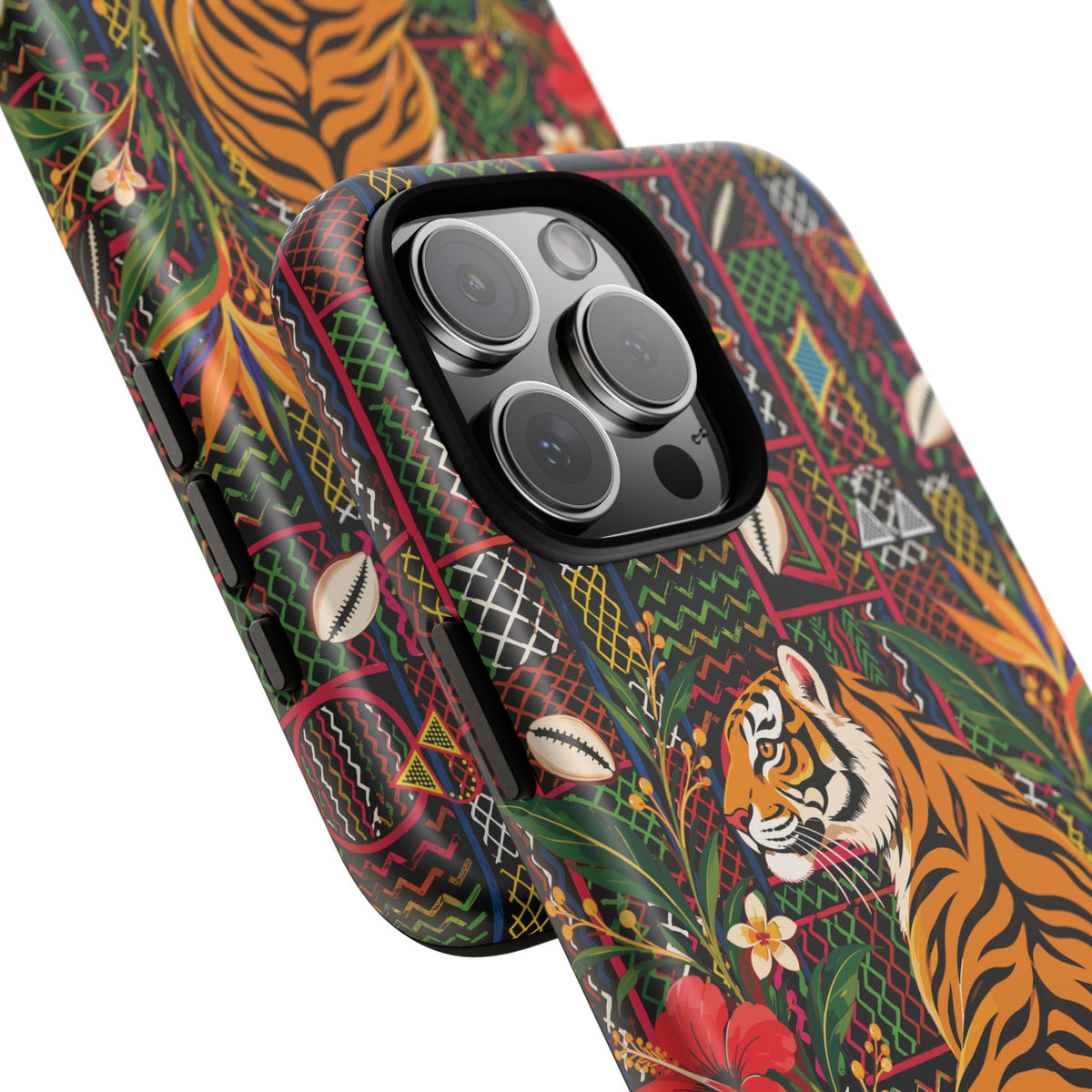 Bengal Tiger & Tropical Blooms Phone Case, African Art Design, Stylish Protective Cover for Samsung and iPhone, Unique Accessory, Gift Idea