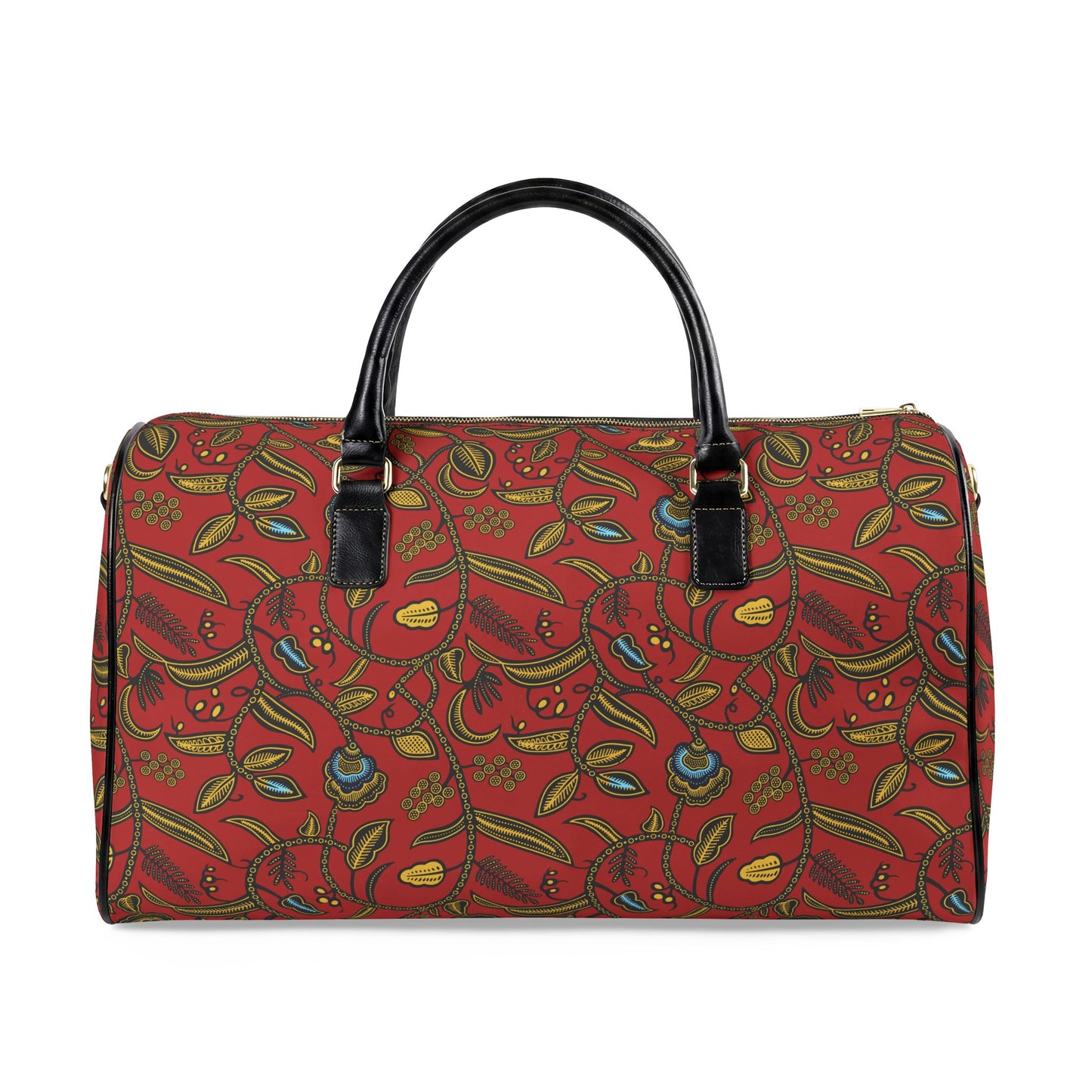 NEW Vegan Leather Red Paisley Ankara print Vegan Leather Travel Bag