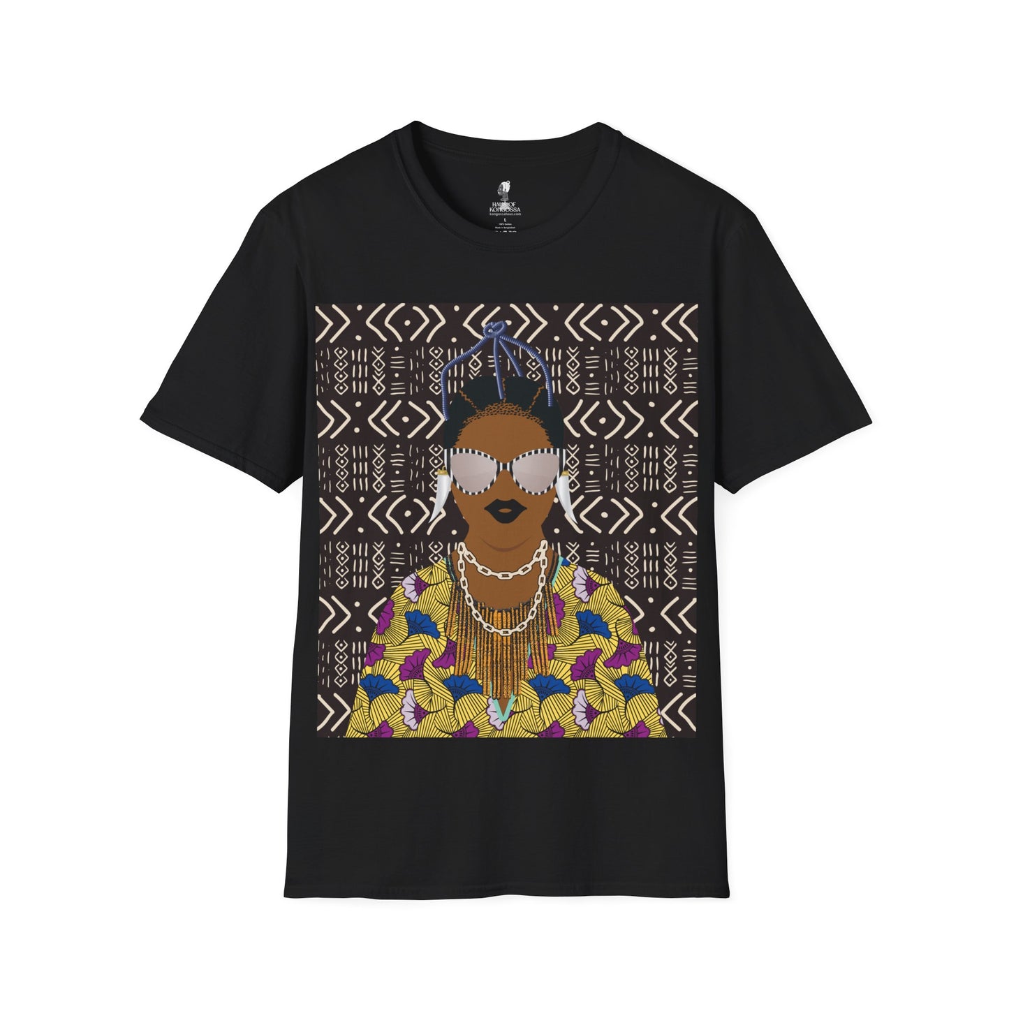 Manyi - Floral on Mudcloth Unisex Softstyle T-Shirt
