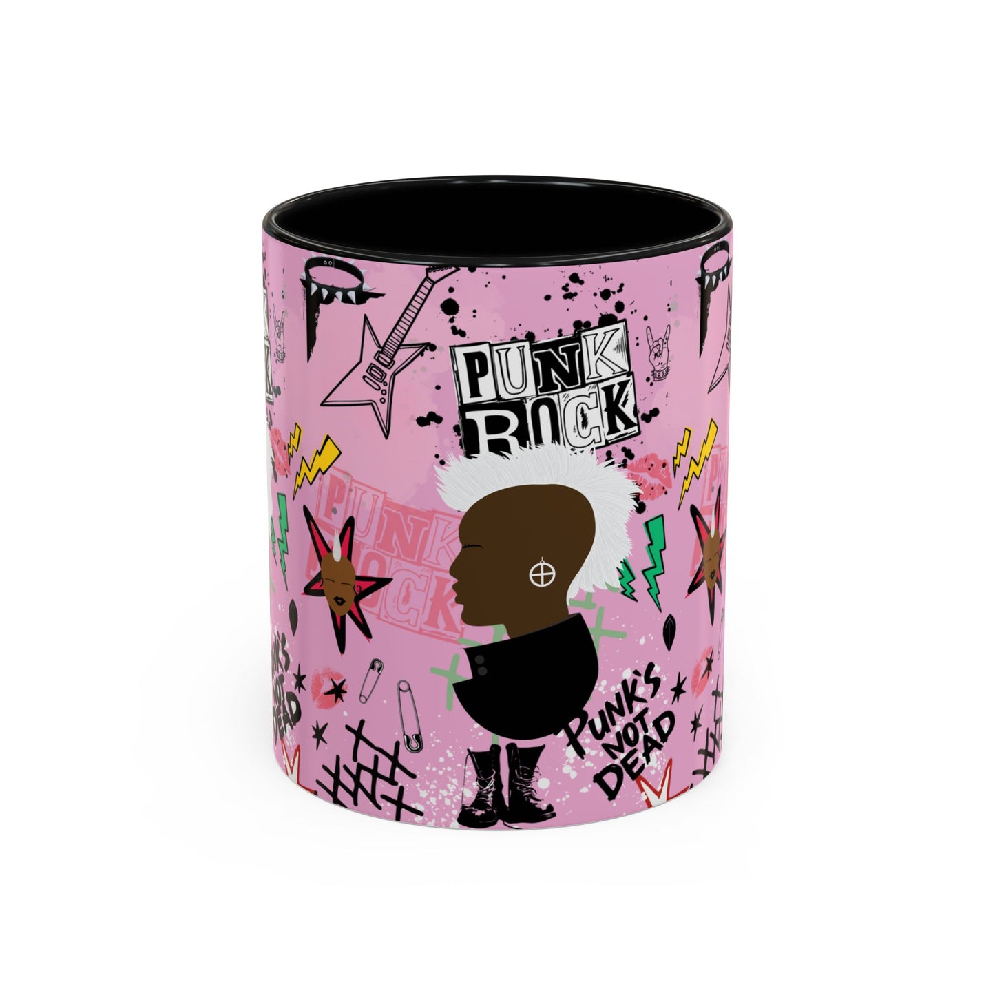 Punk Rock Pattern Accent Coffee Mug,  11oz, 15oz