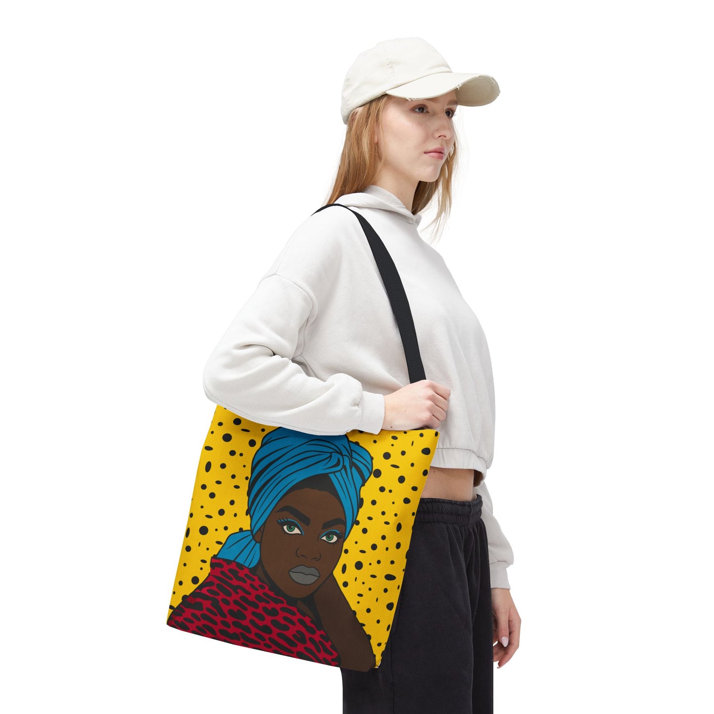 Turbanique Afro Glam Tote Bag, Black Woman, Cheetah Print, "VaVa Voom" Back